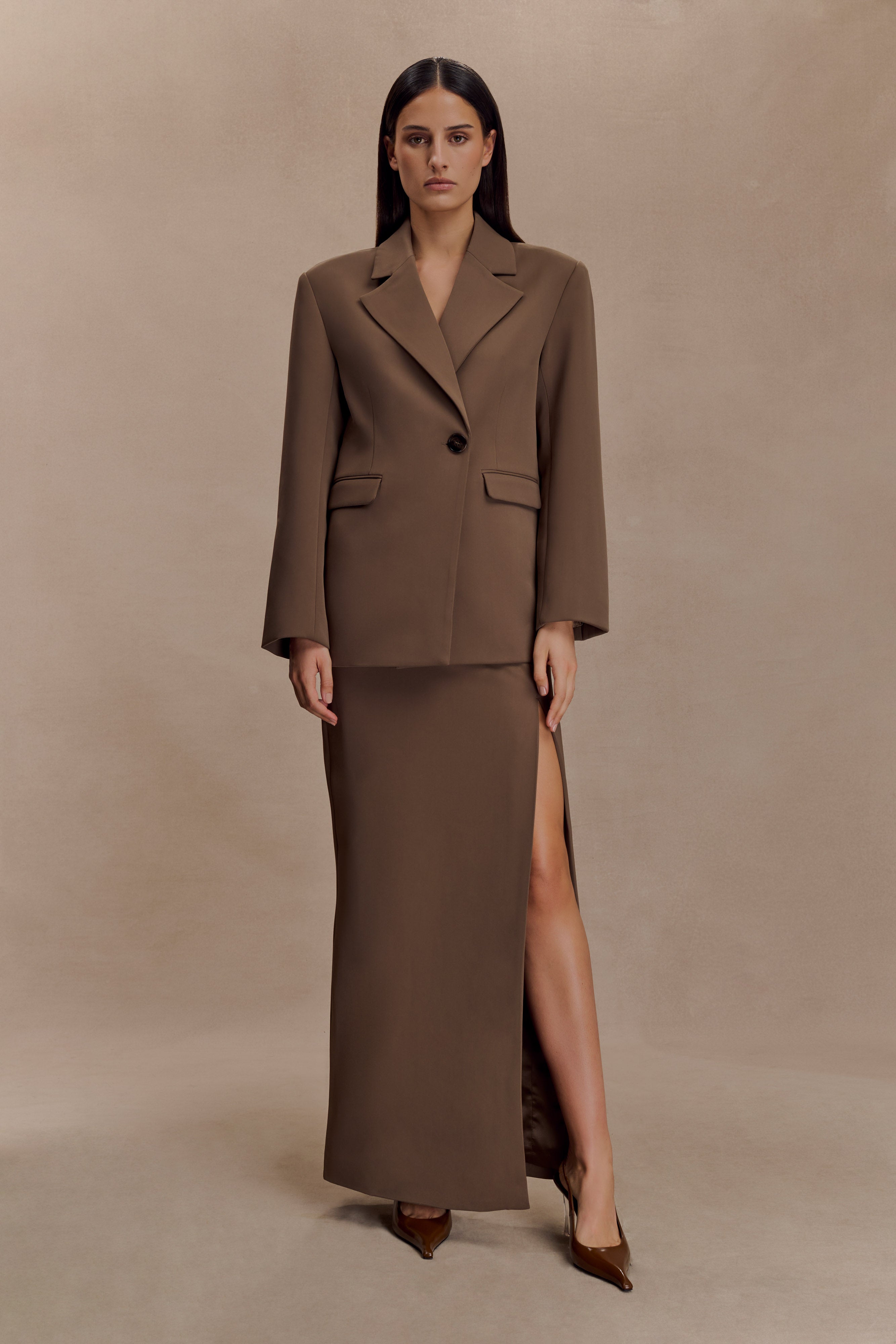 Alternative view of Cassie Column Maxi Skirt - Cacao Brown