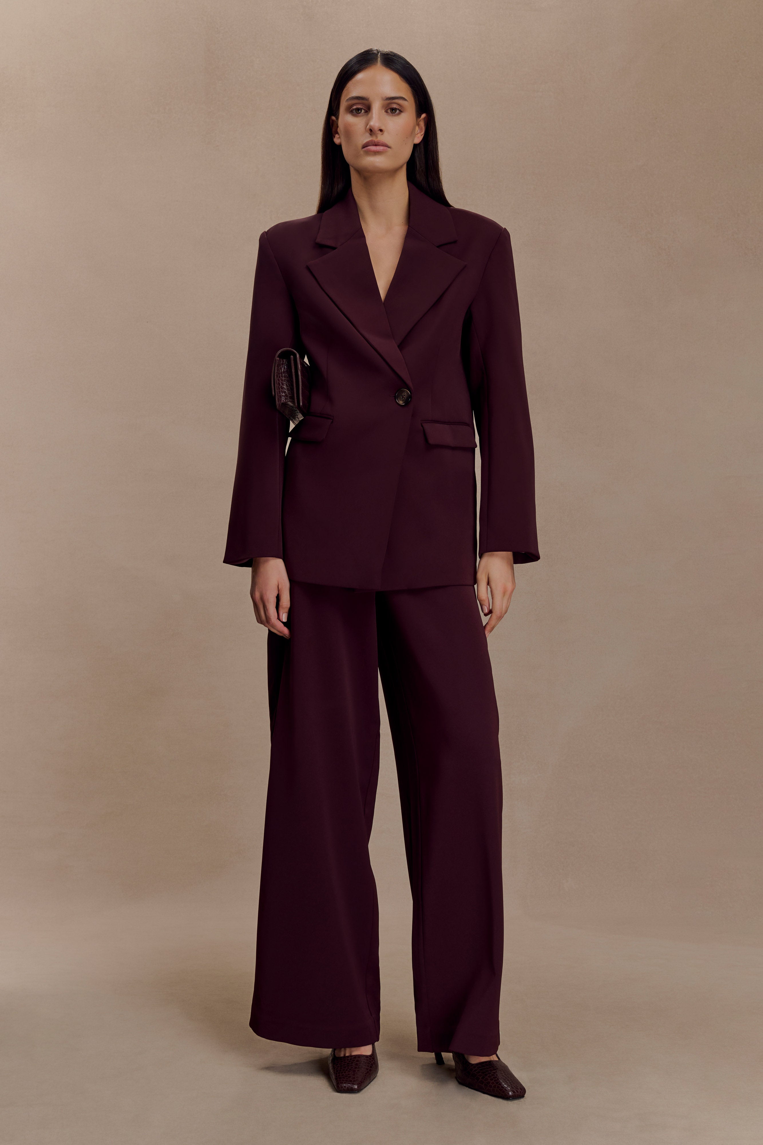 Alternative view of Arlo Wide Leg Suiting Trouser - Mahogany