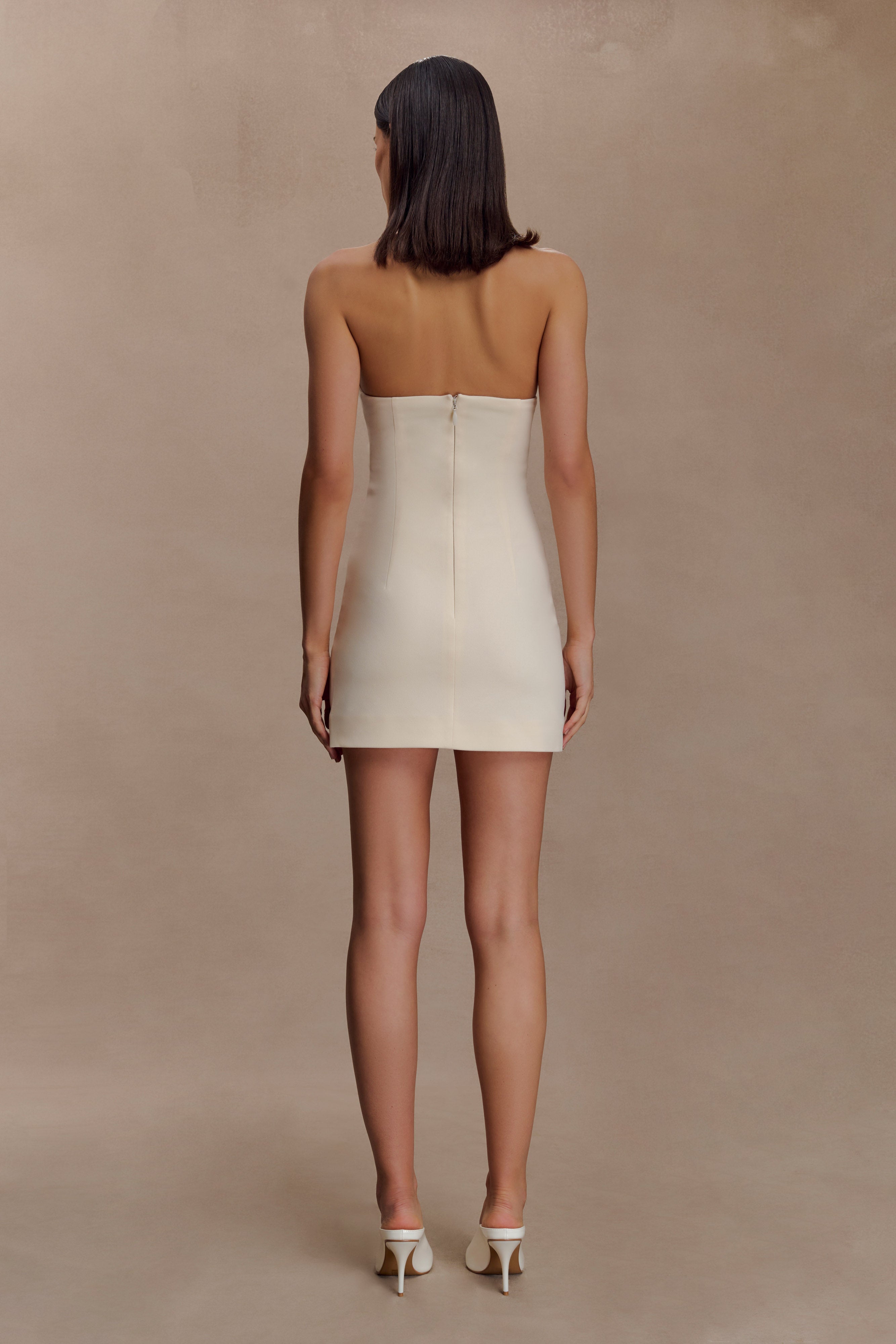 Christina Cross Over Mini Dress - Buttercream - Image 6