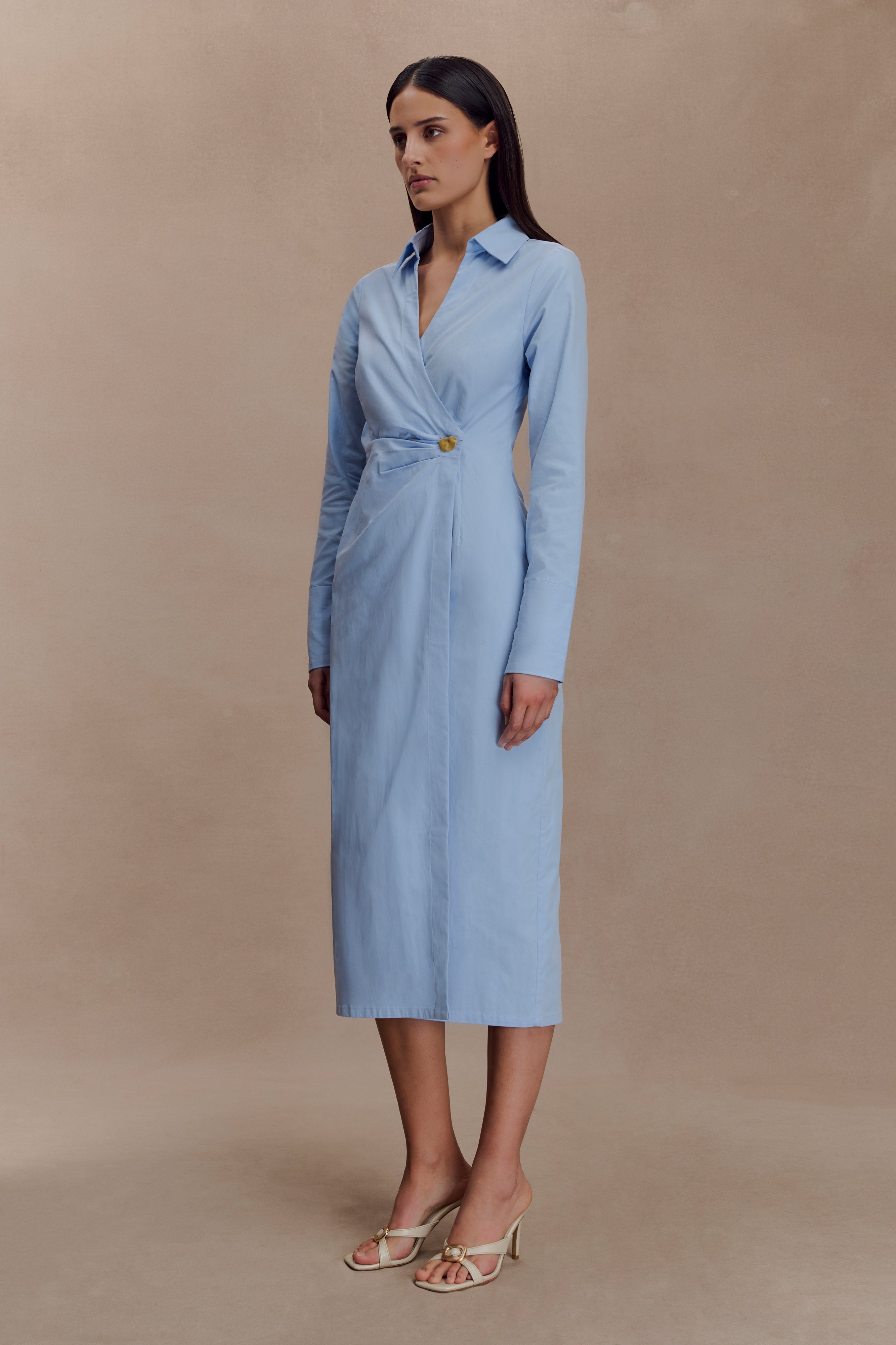 Mikaila Asymmetric Shirt Dress - Blue - Image 4