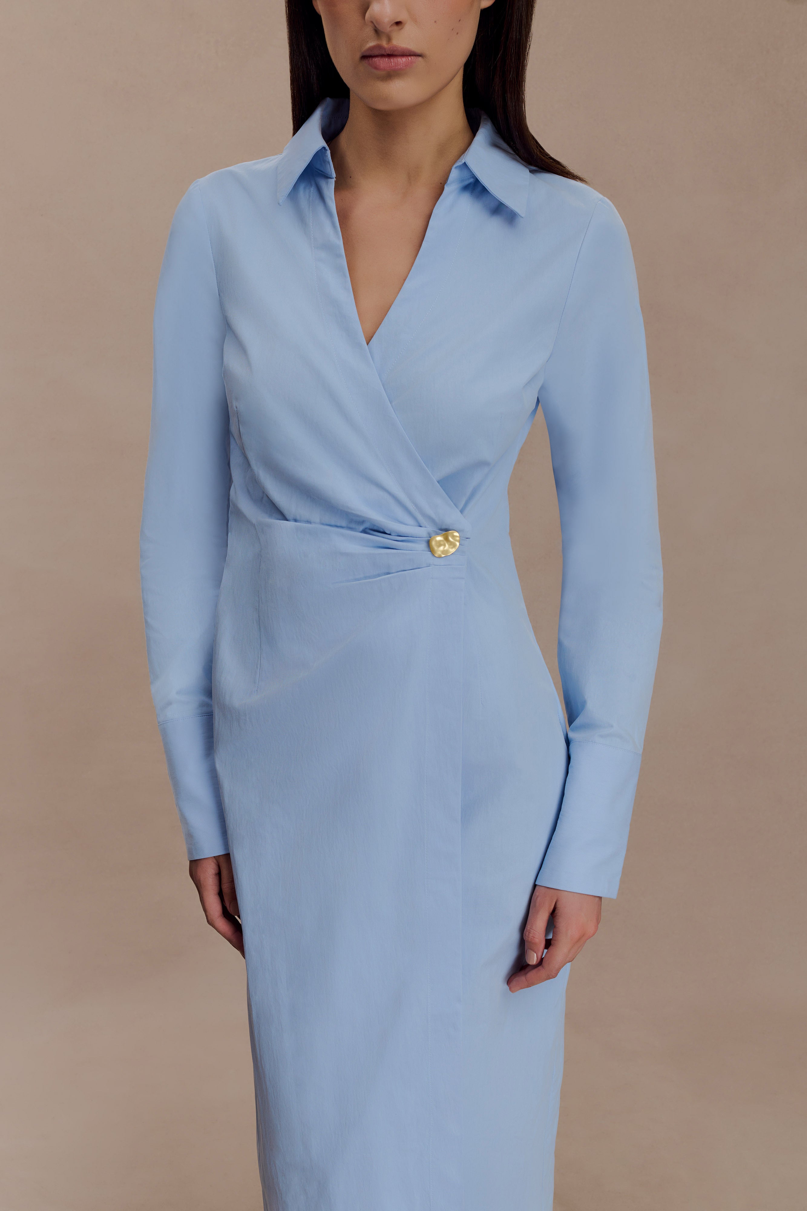 Mikaila Asymmetric Shirt Dress - Blue - Image 6