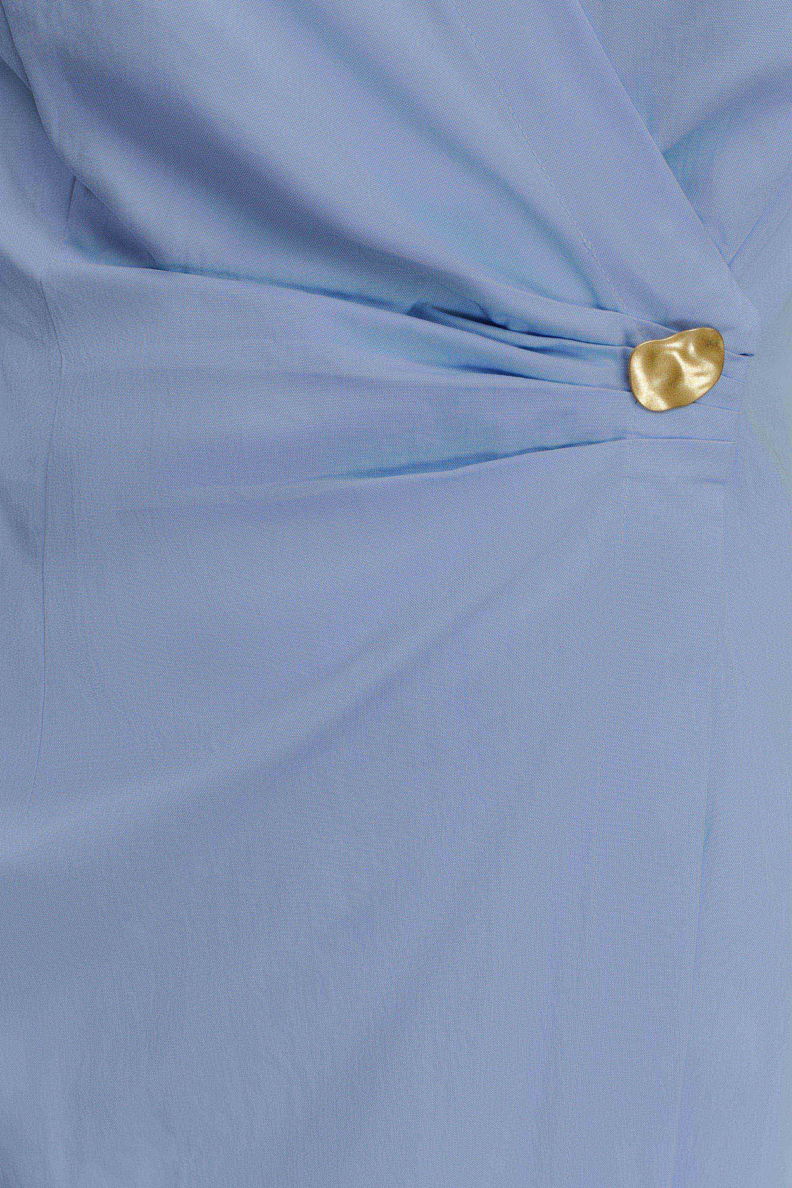 Mikaila Asymmetric Shirt Dress - Blue - Image 5