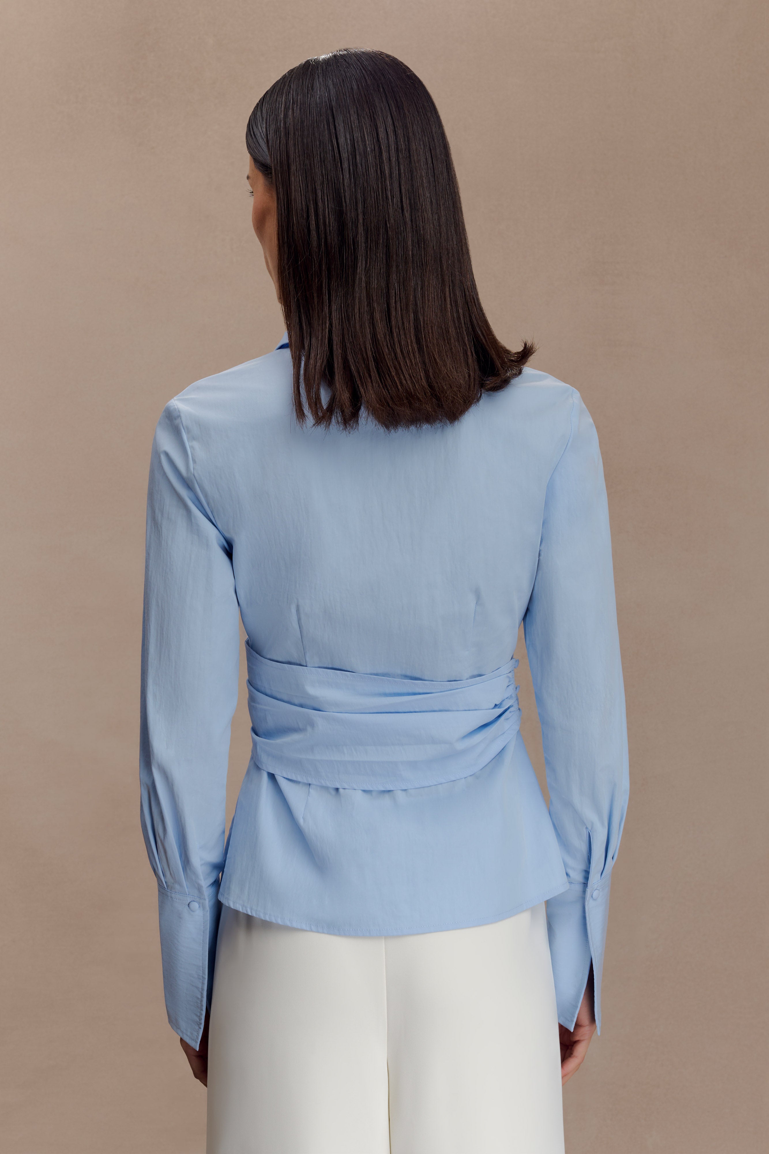 Alternative view of Eugenia Wrap Cotton Shirt - Blue