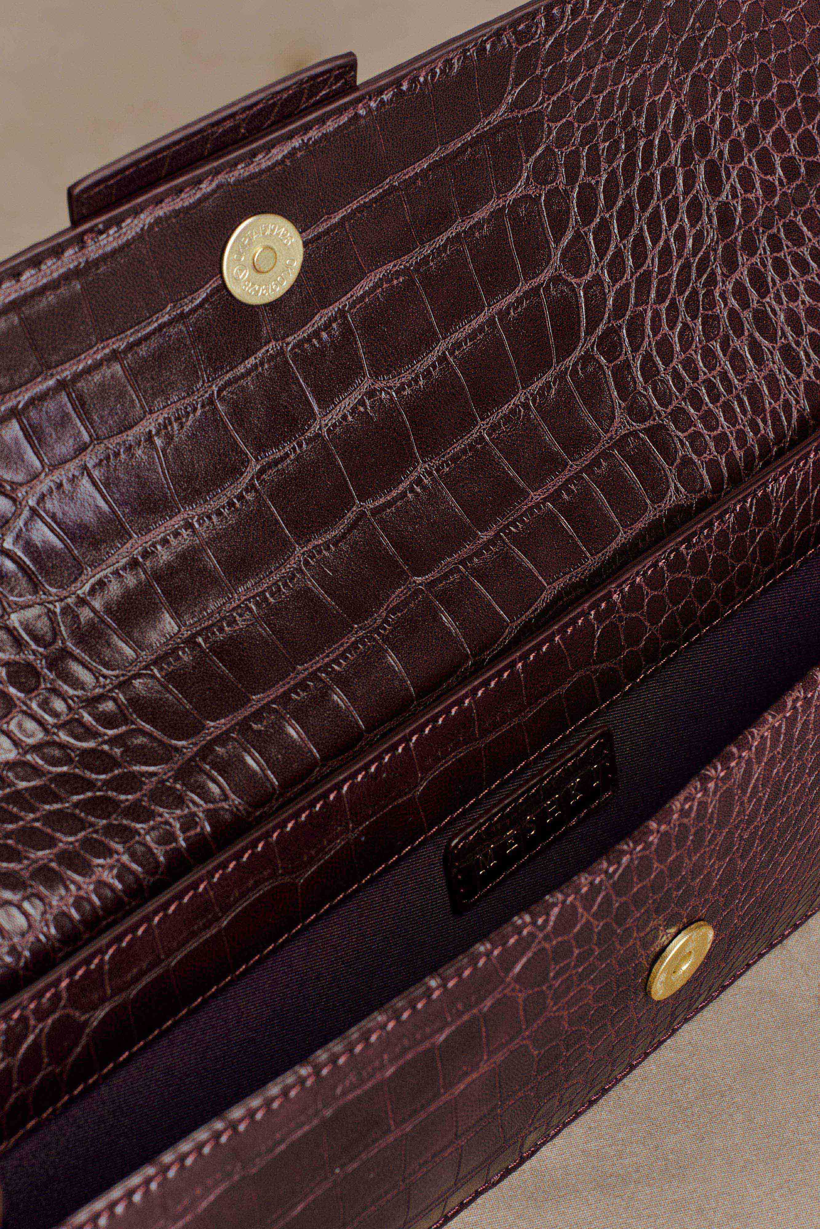 Alternative view of Jessica Faux Leather Crocodile Clutch - Burgundy
