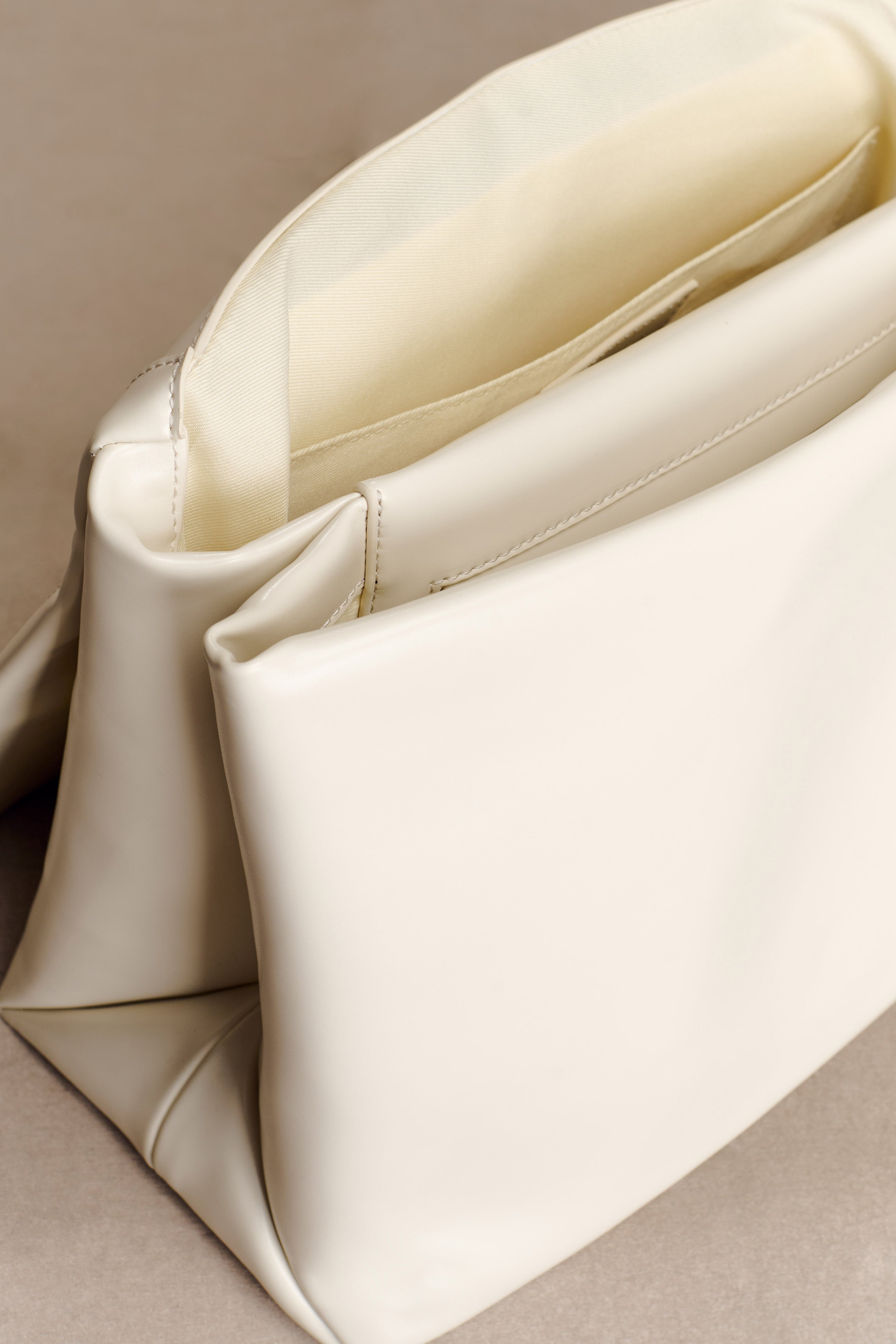 Kiera Faux Leather Oversized Clutch - Ivory - Image 4