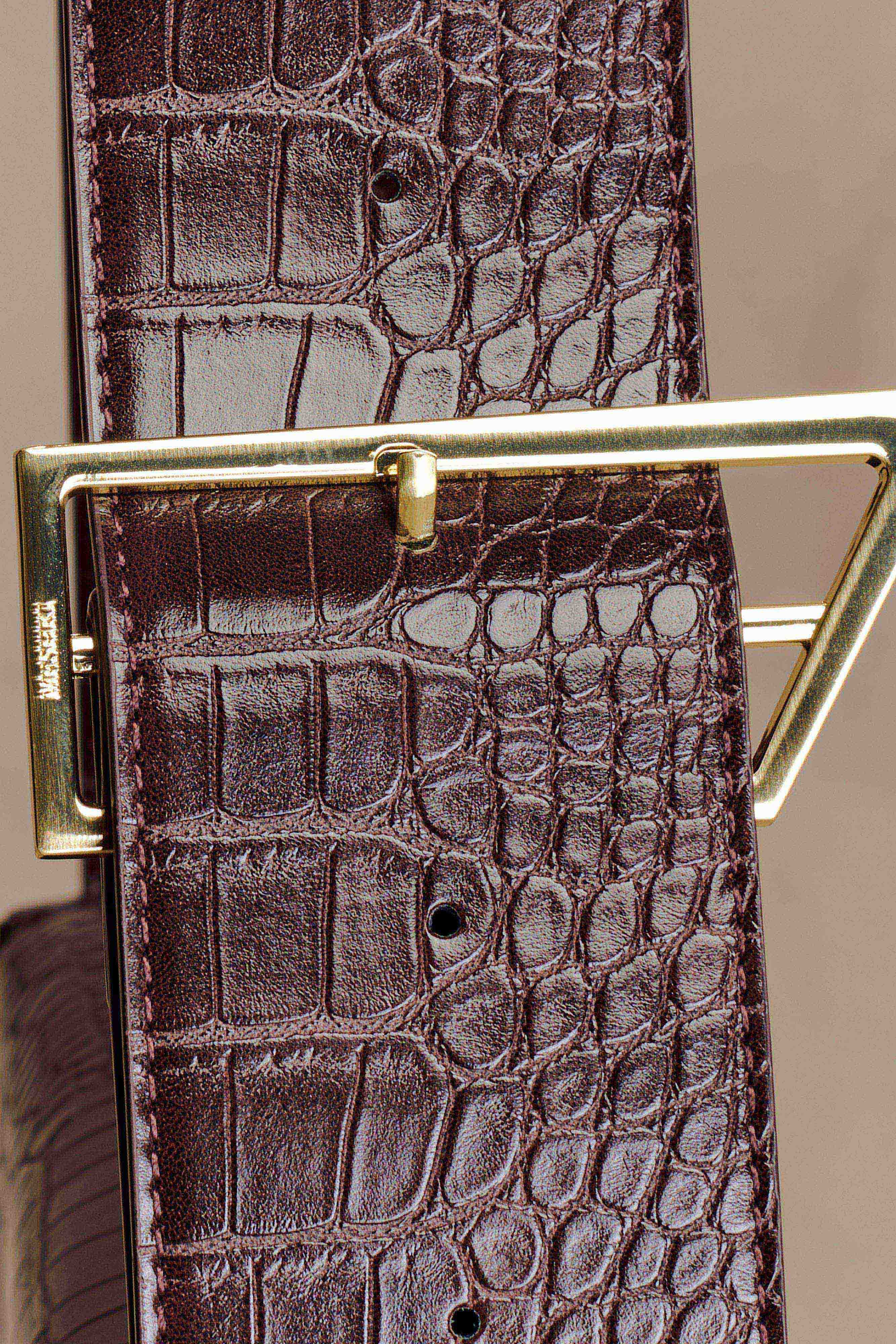 Maria Faux Leather Crocodile Shoulder Bag - Chocolate - Image 4