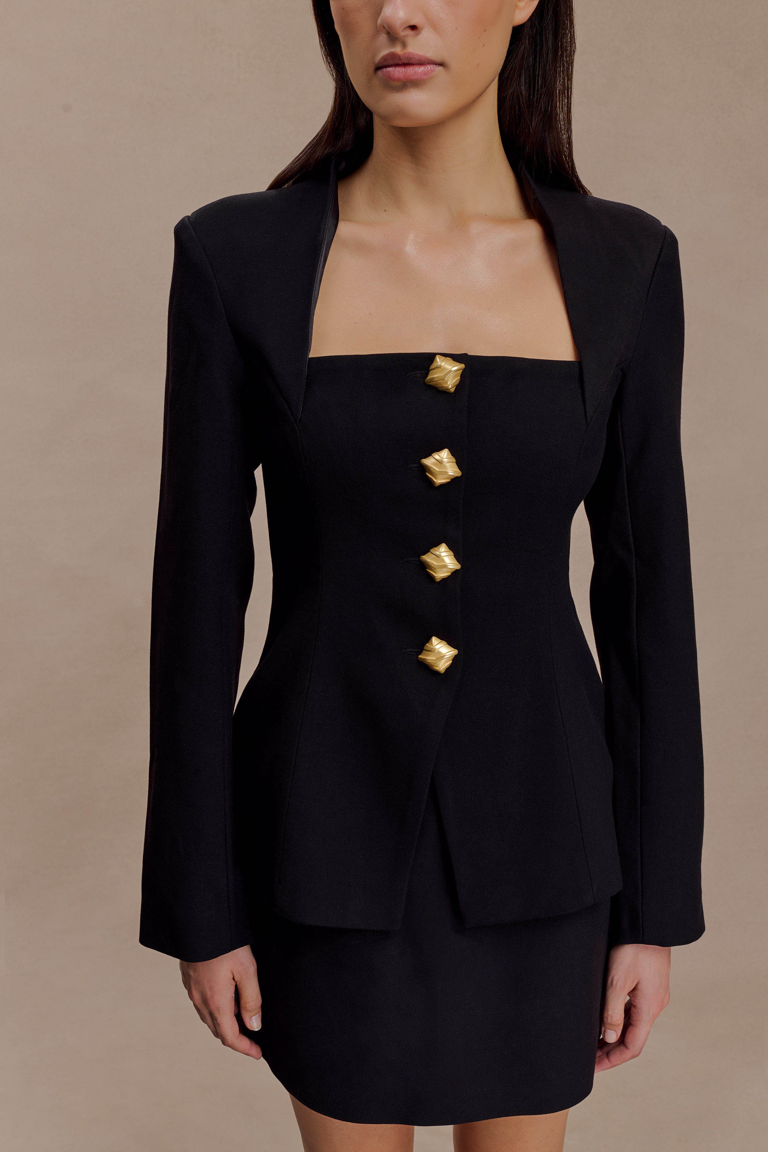 Christel Suiting Fitted Blazer - Black - Image 3