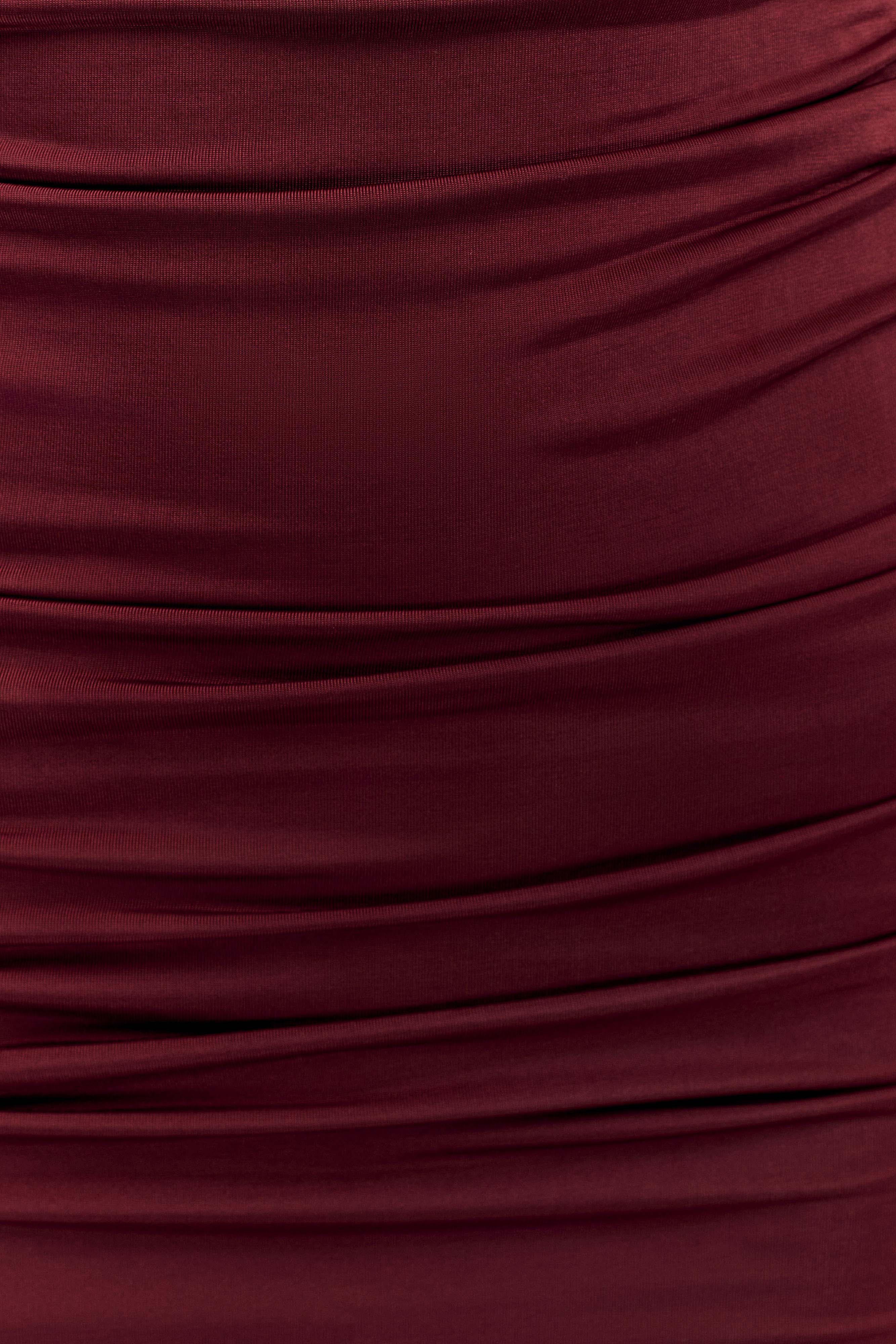 Hayden Long Sleeve Plunge Mini Dress - Burgundy - Image 7