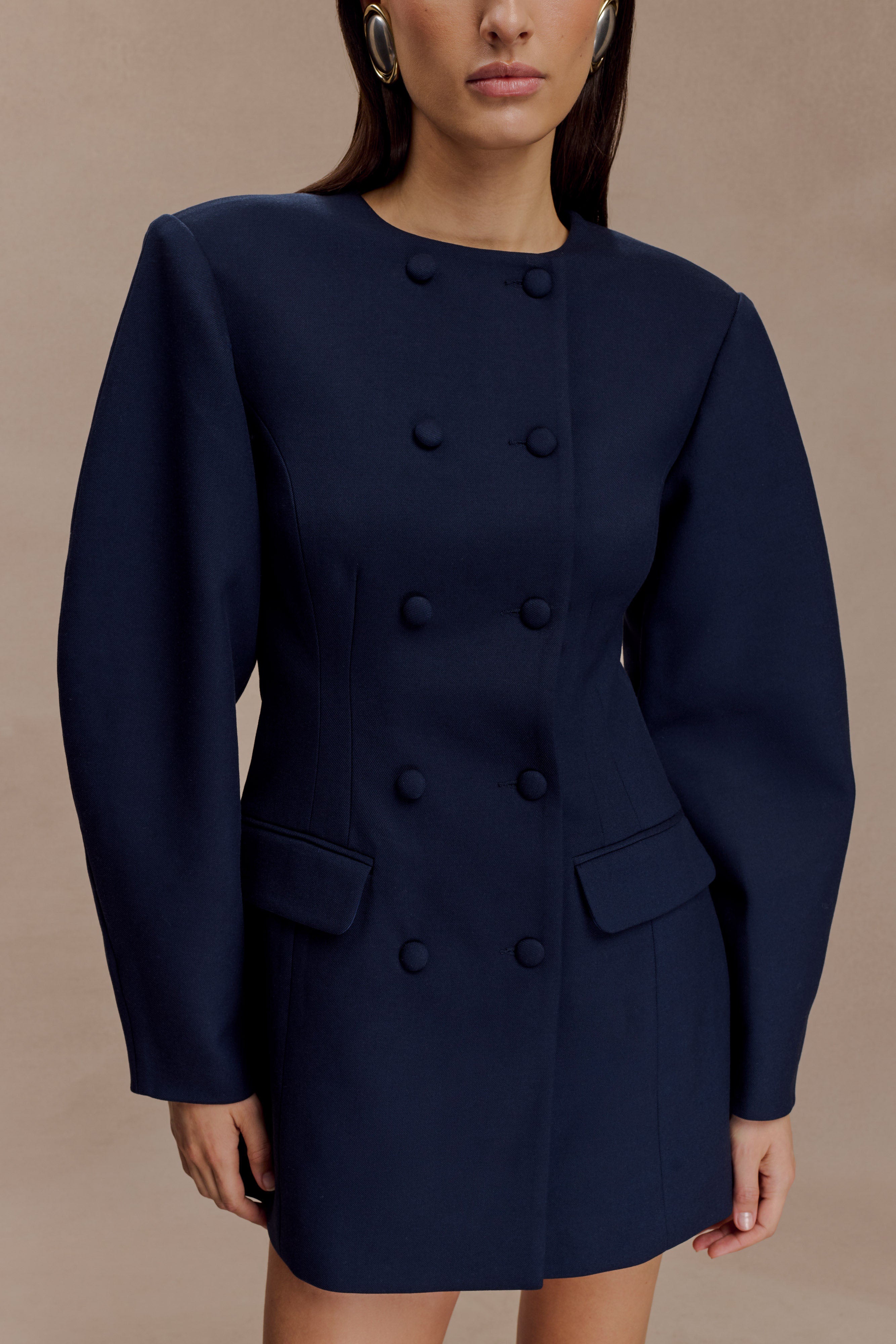 Beatrice Blazer Mini Dress - Navy - Image 3