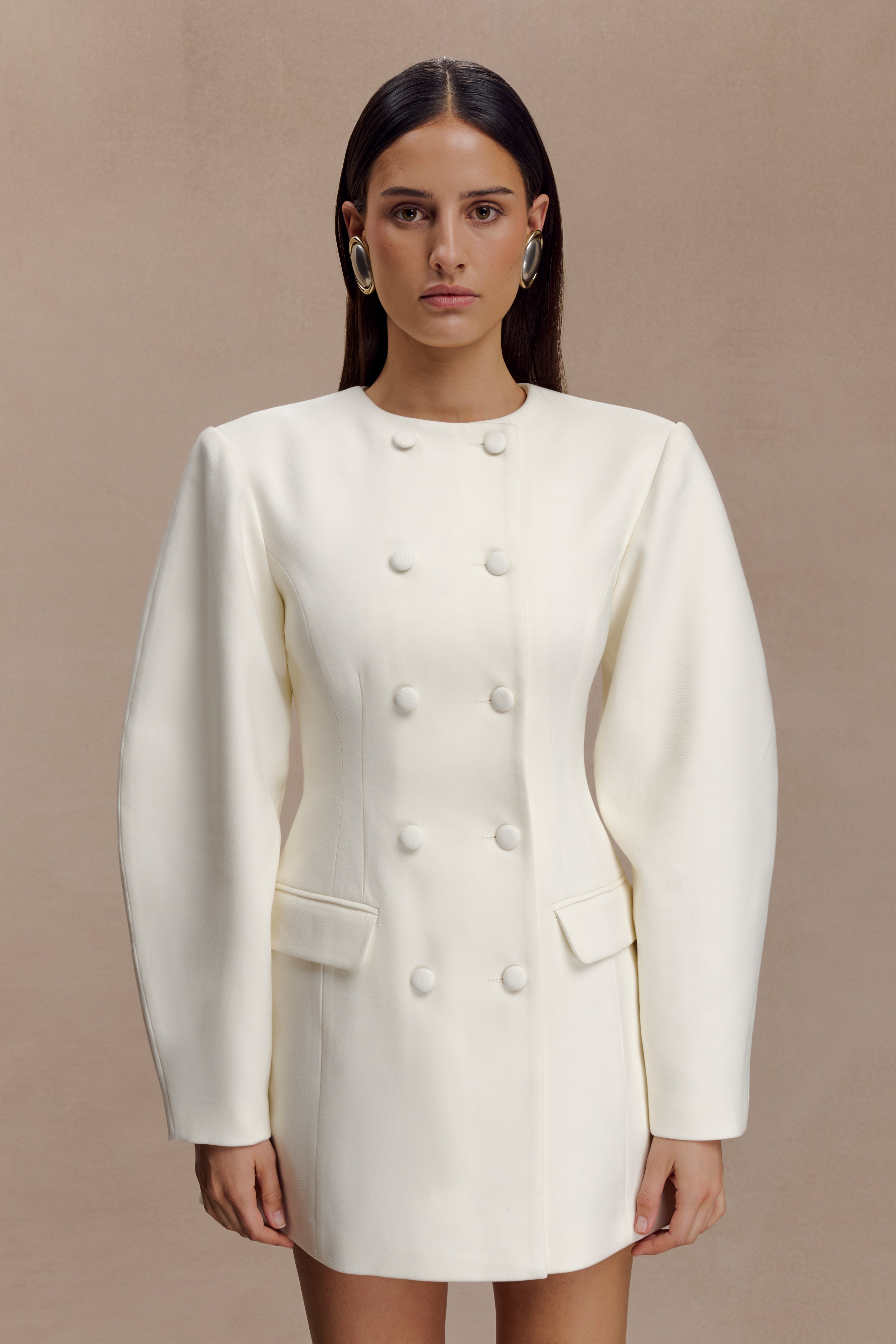 Beatrice Blazer Mini Dress - Ivory - Image 3