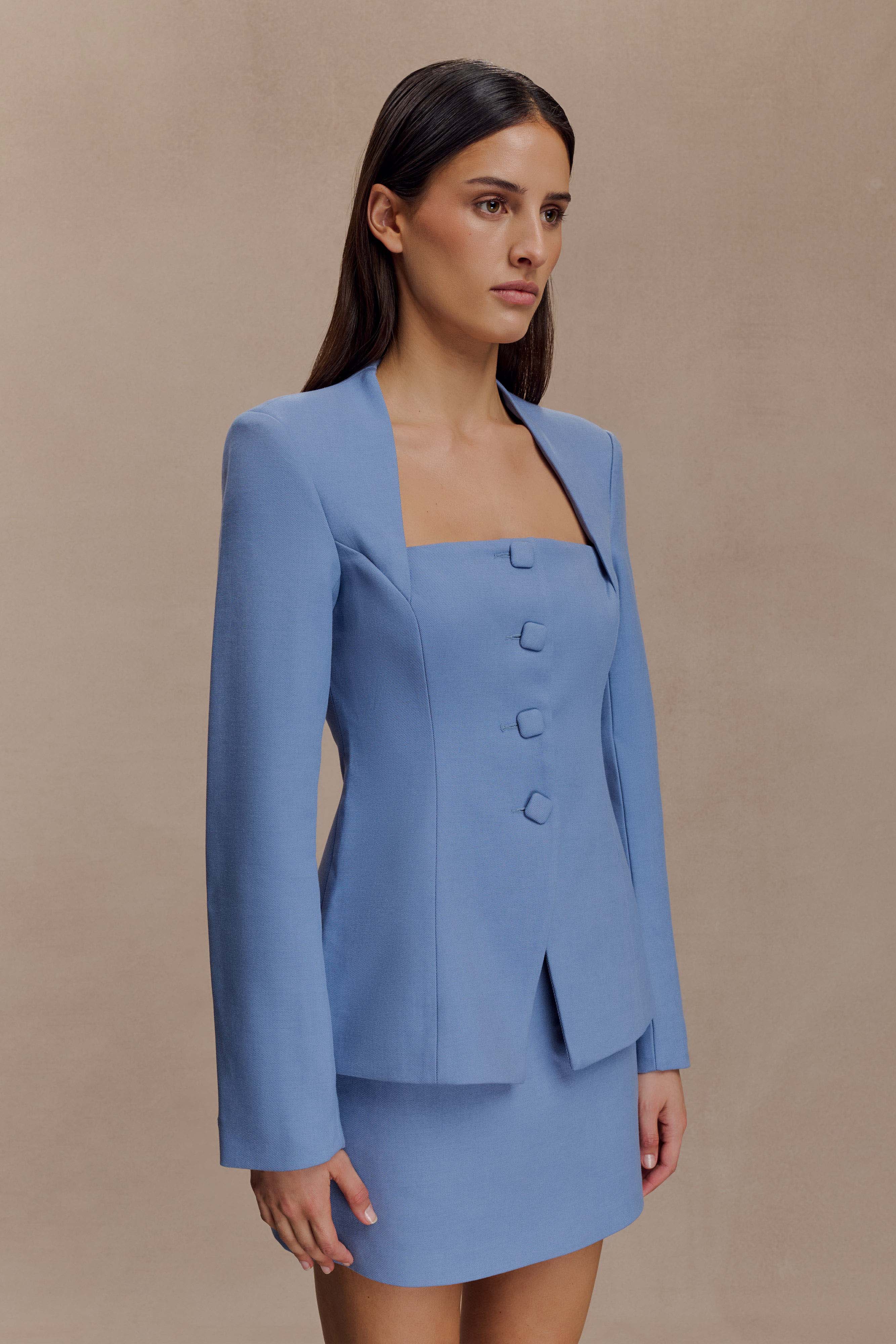 Gina Suiting Mini Skirt - Ocean Blue - Image 4