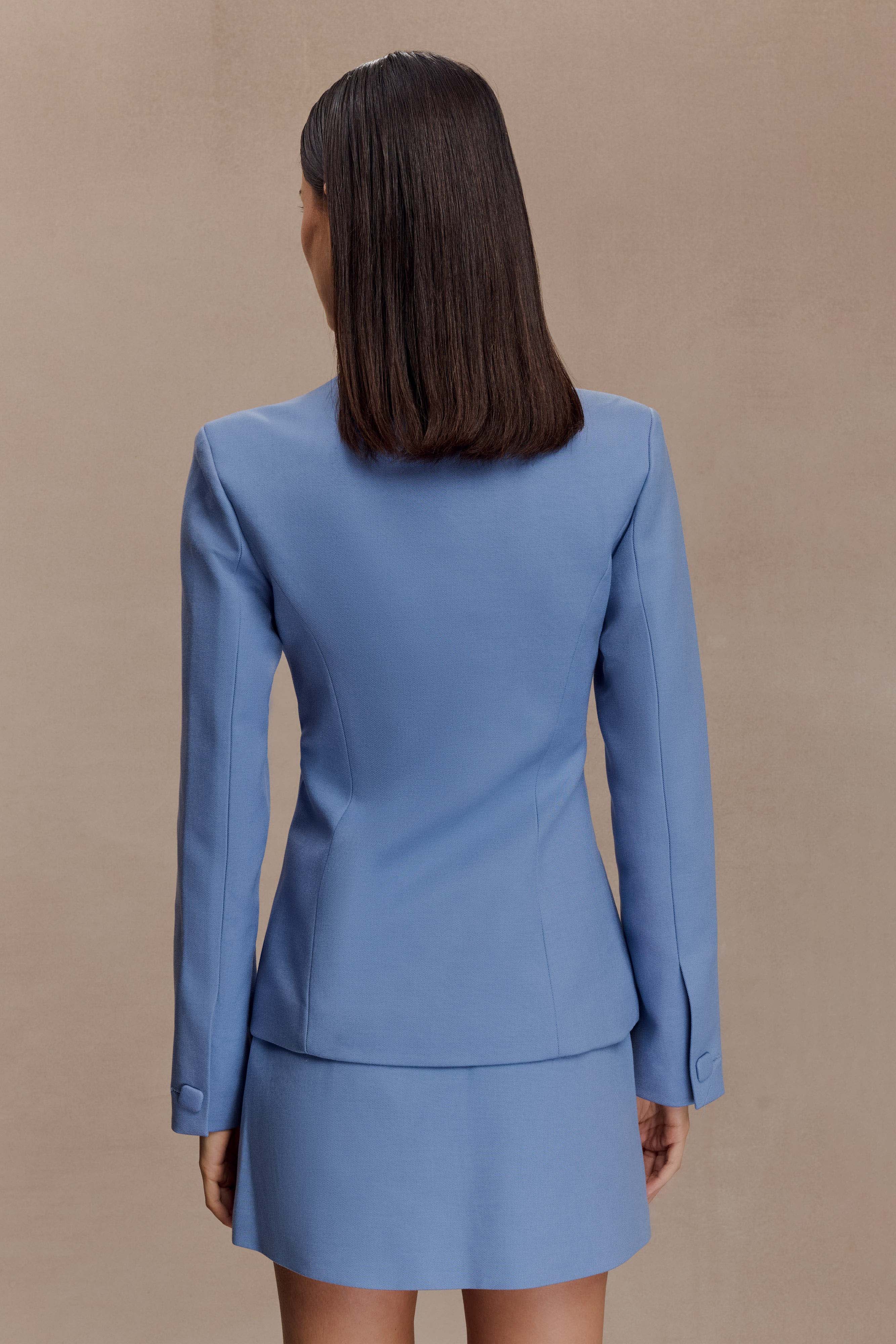 Christel Suiting Fitted Blazer - Ocean Blue - Image 4