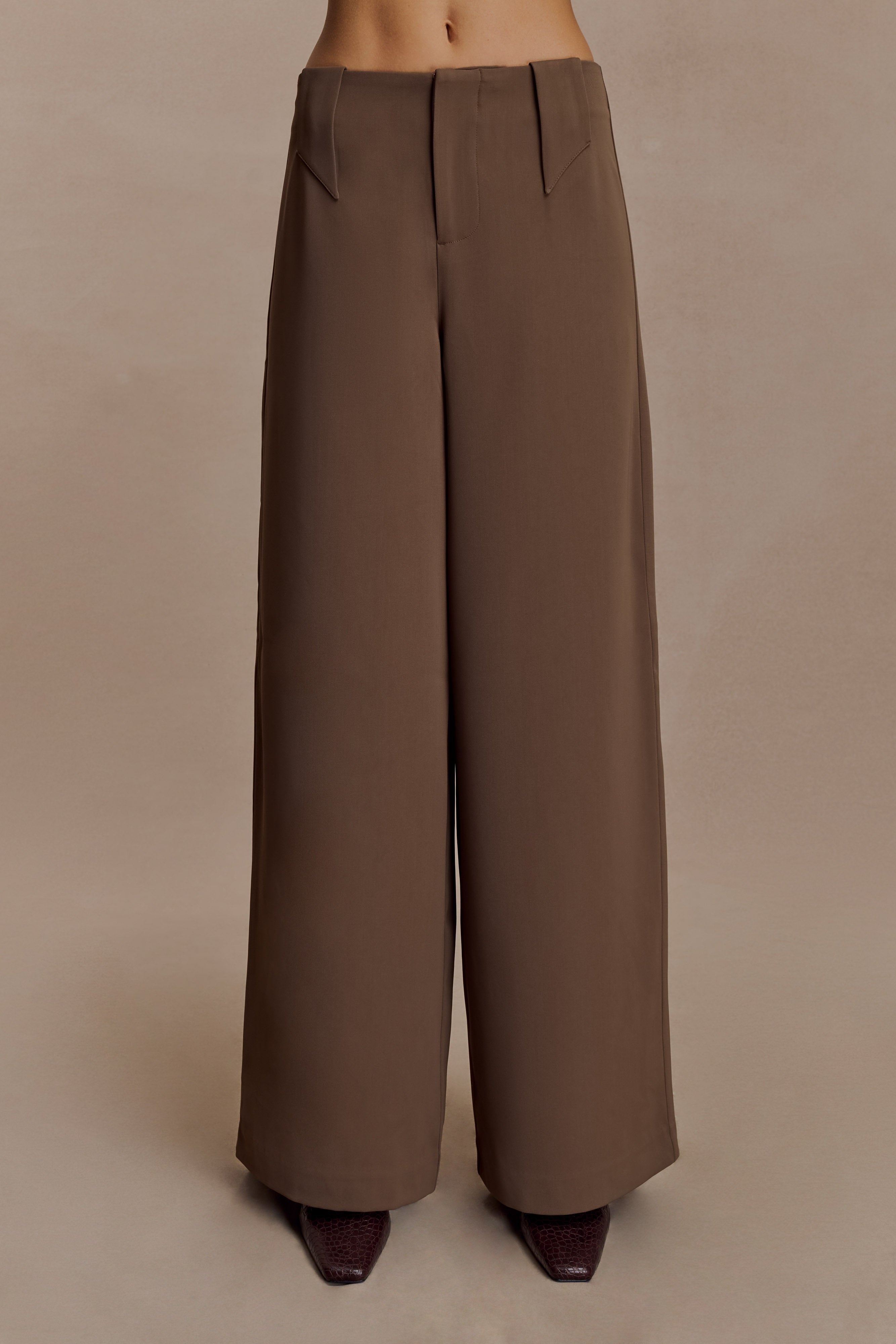 Arlo Wide Leg Suiting Trouser - Cacao Brown - Image 5