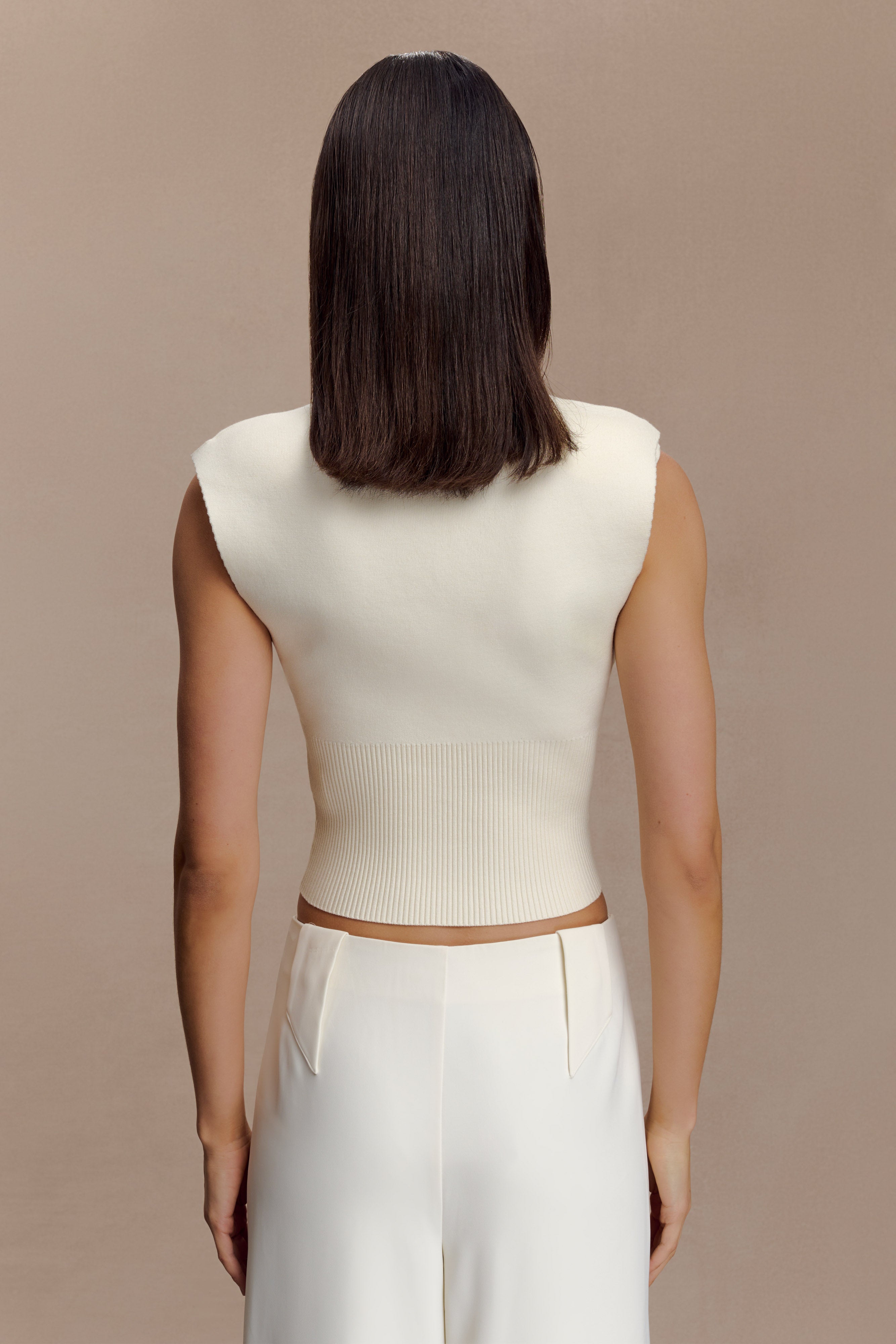 Sharpay Sleeveless Knit Top - Ivory - Image 4