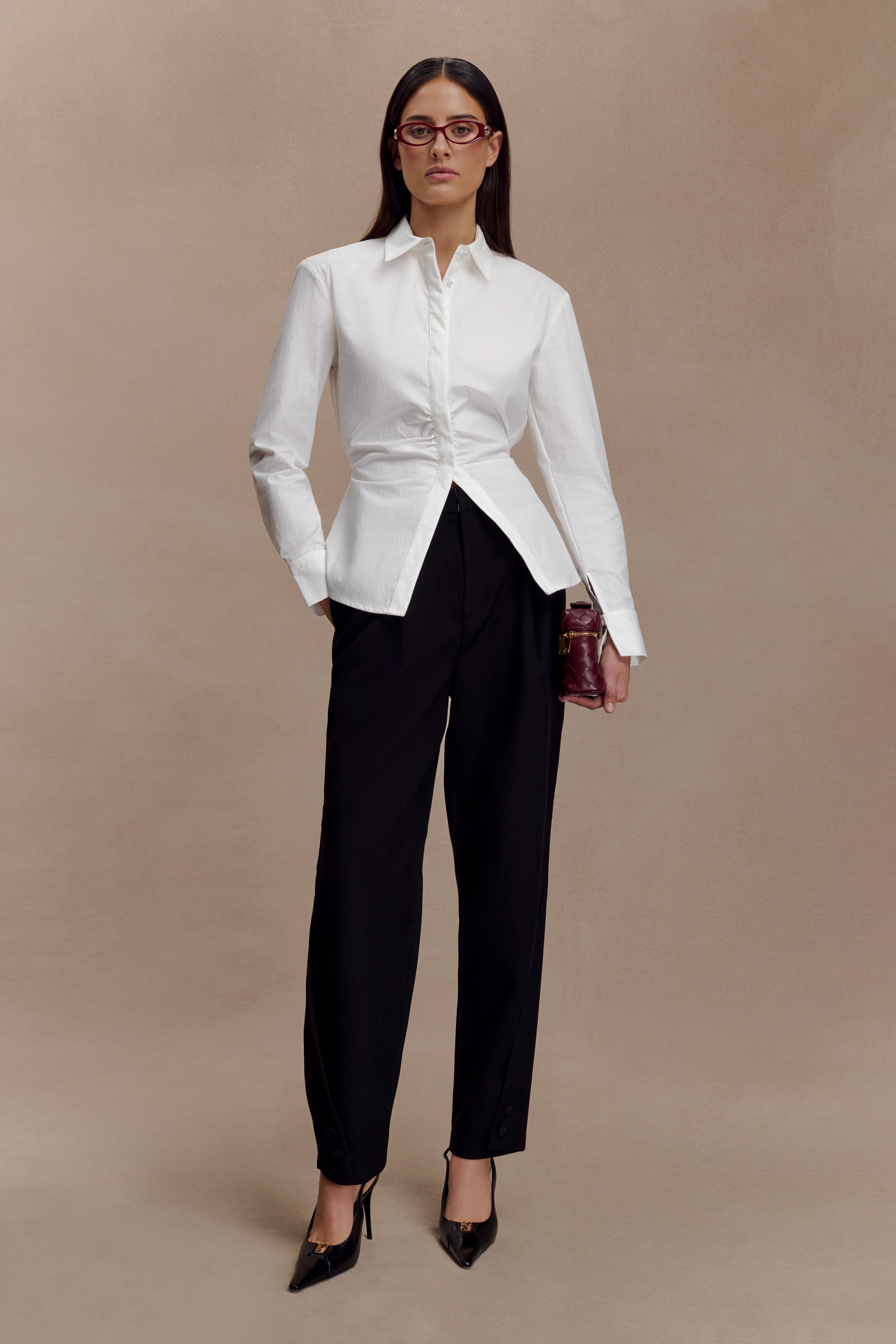 Millie Tie Back Cotton Shirt - White - Image 7