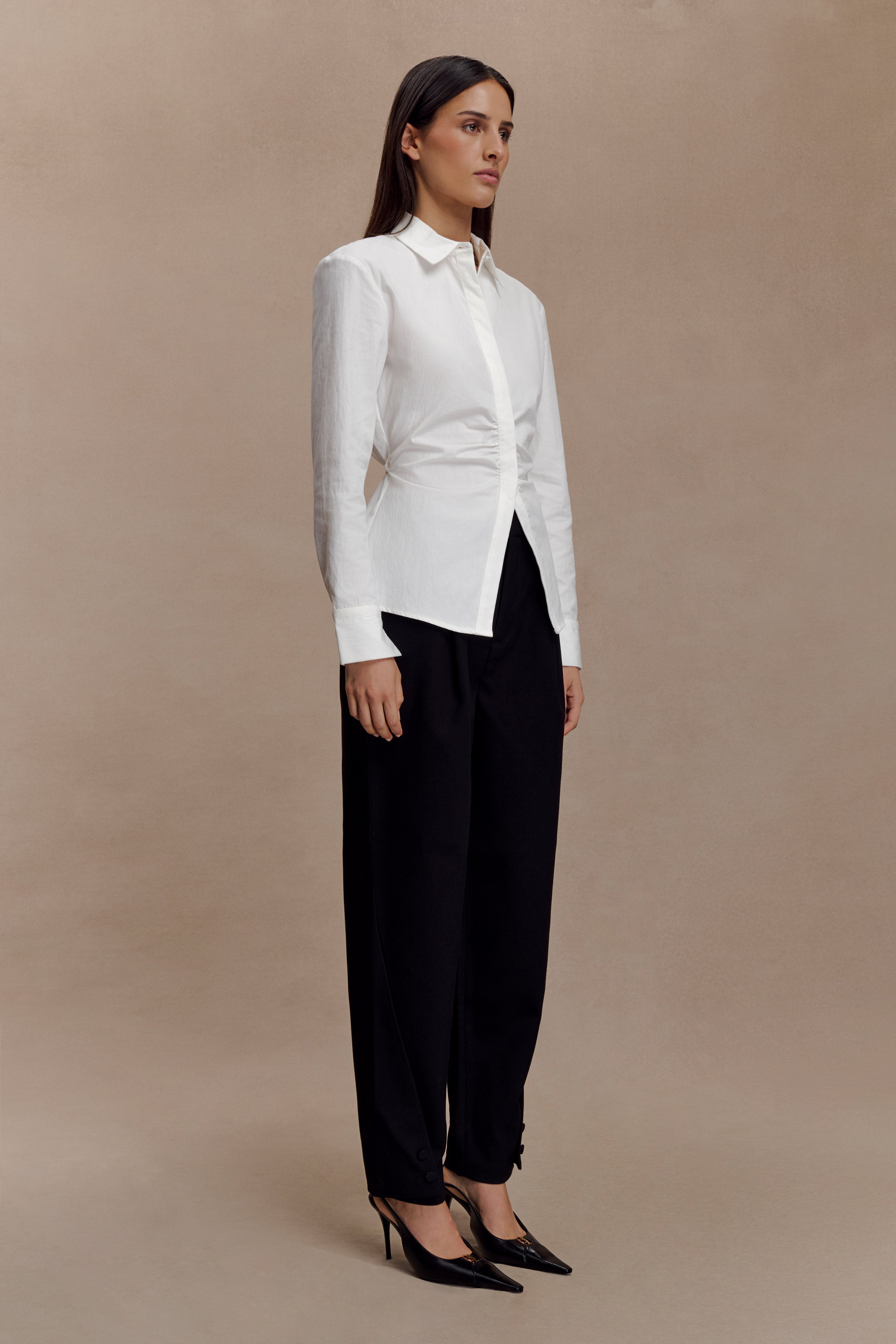 Millie Tie Back Cotton Shirt - White - Image 5