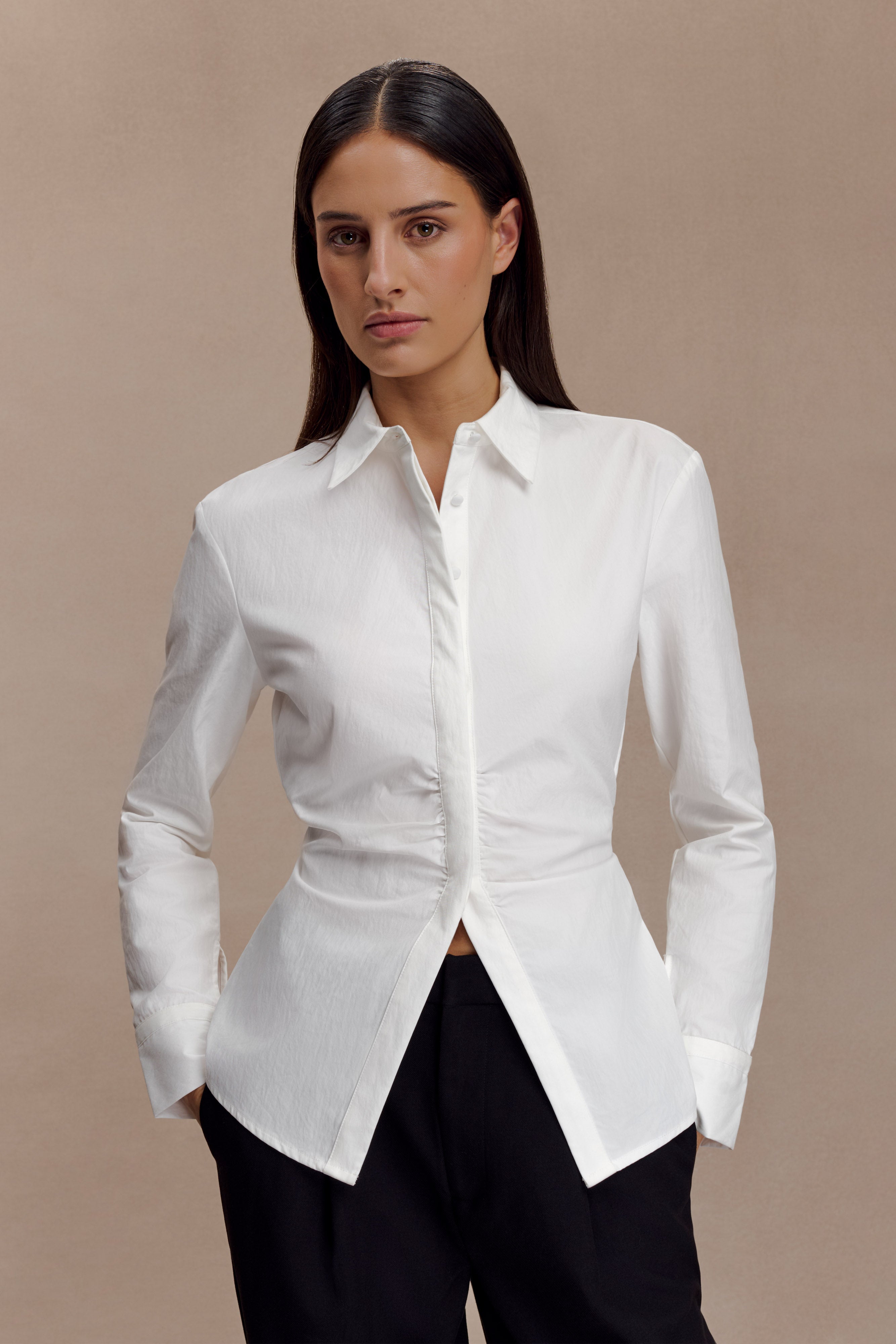 Alternative view of Millie Tie Back Cotton Shirt - White