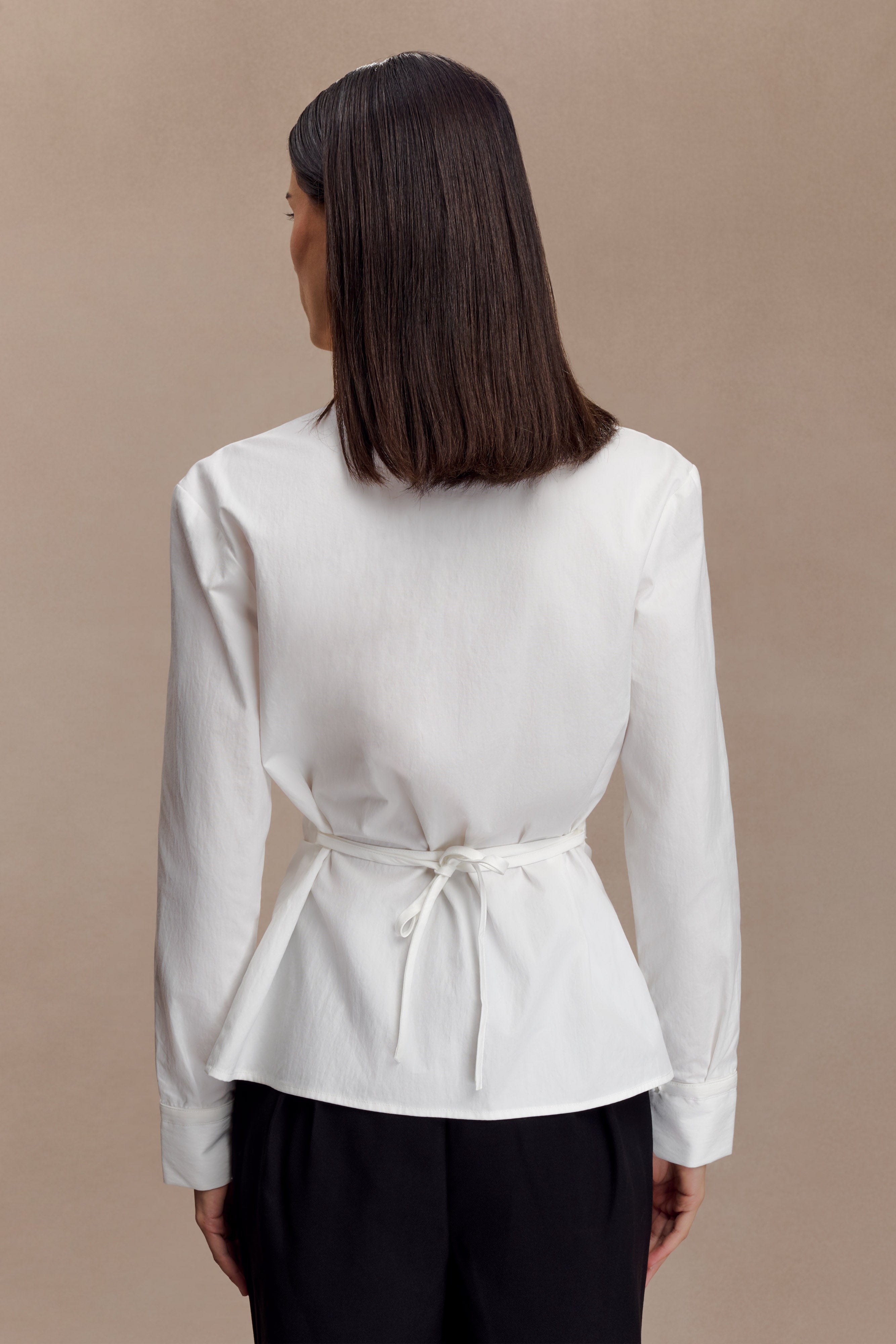 Millie Tie Back Cotton Shirt - White - Image 3