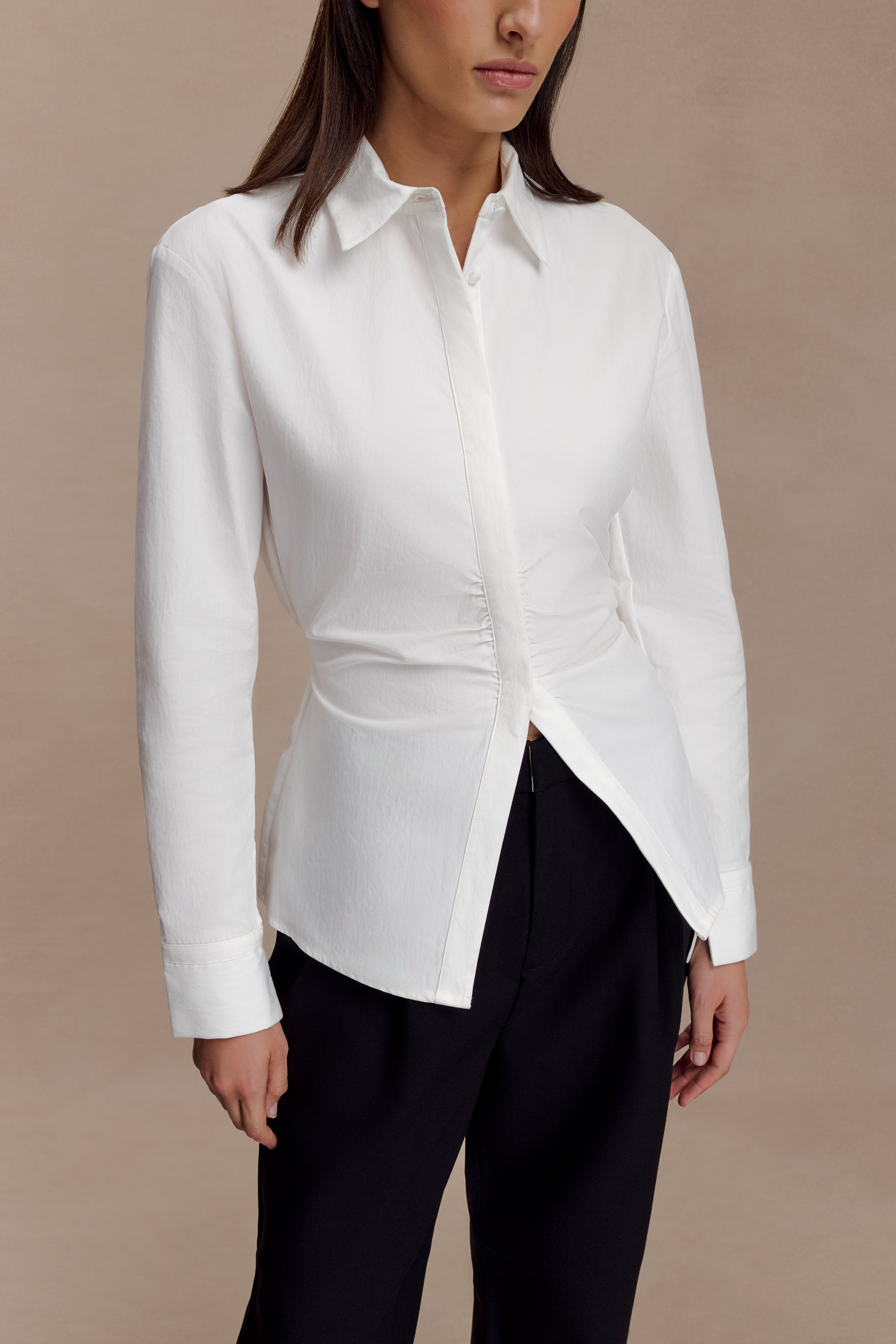 Millie Tie Back Cotton Shirt - White - Image 4