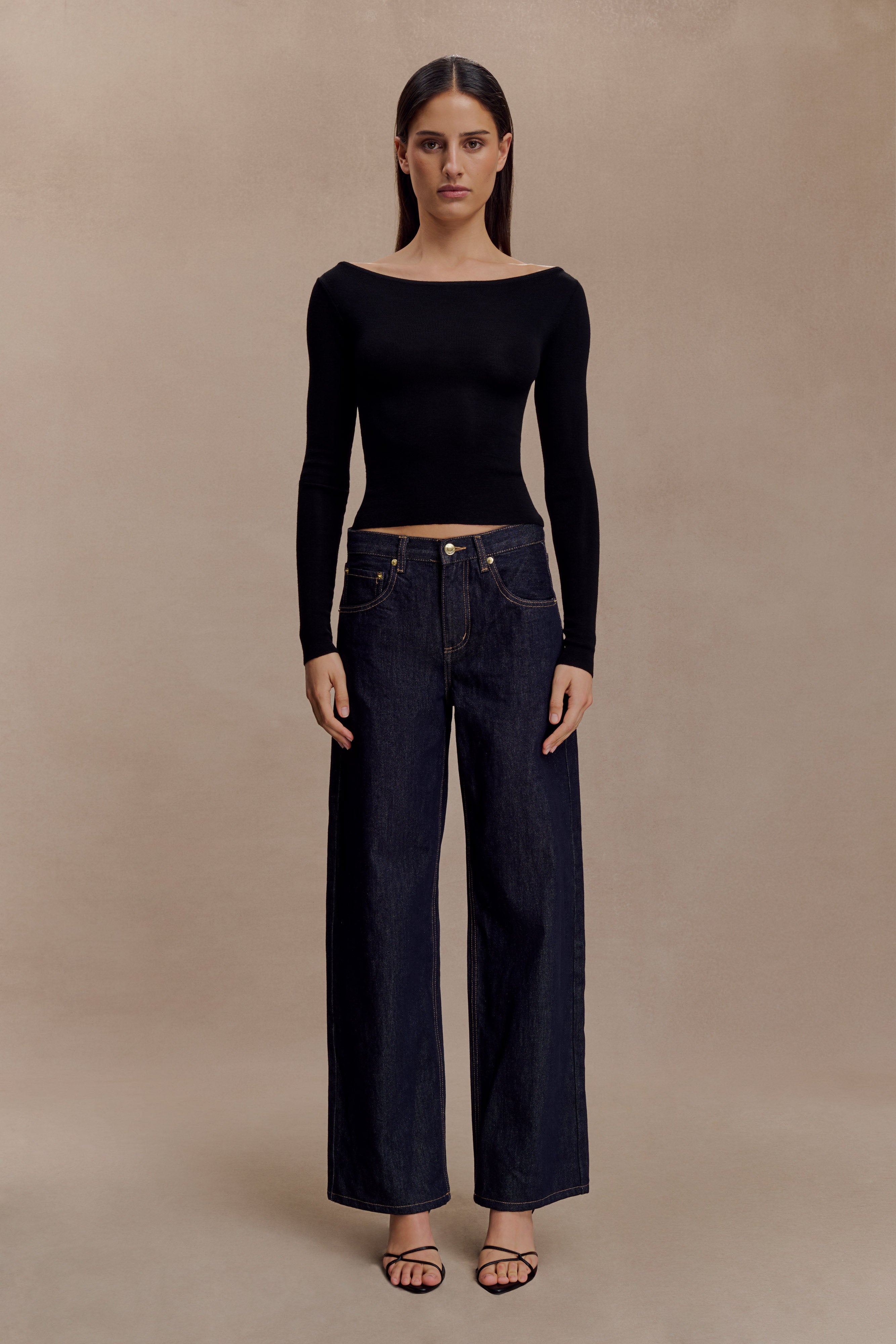 Paedyn Merino Wool Ribbed Long Sleeve Top - Black - Image 8