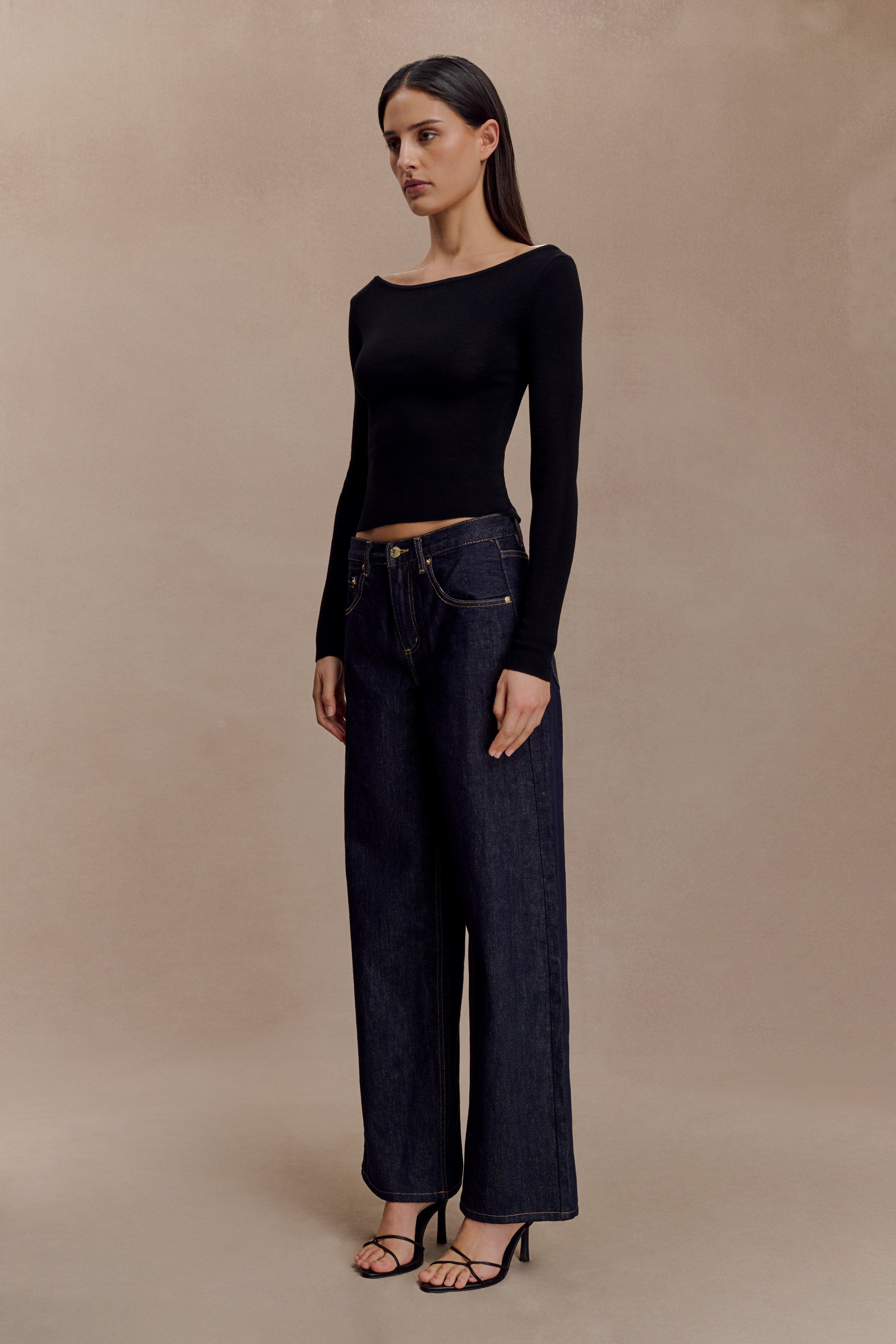 Paedyn Merino Wool Ribbed Long Sleeve Top - Black - Image 6