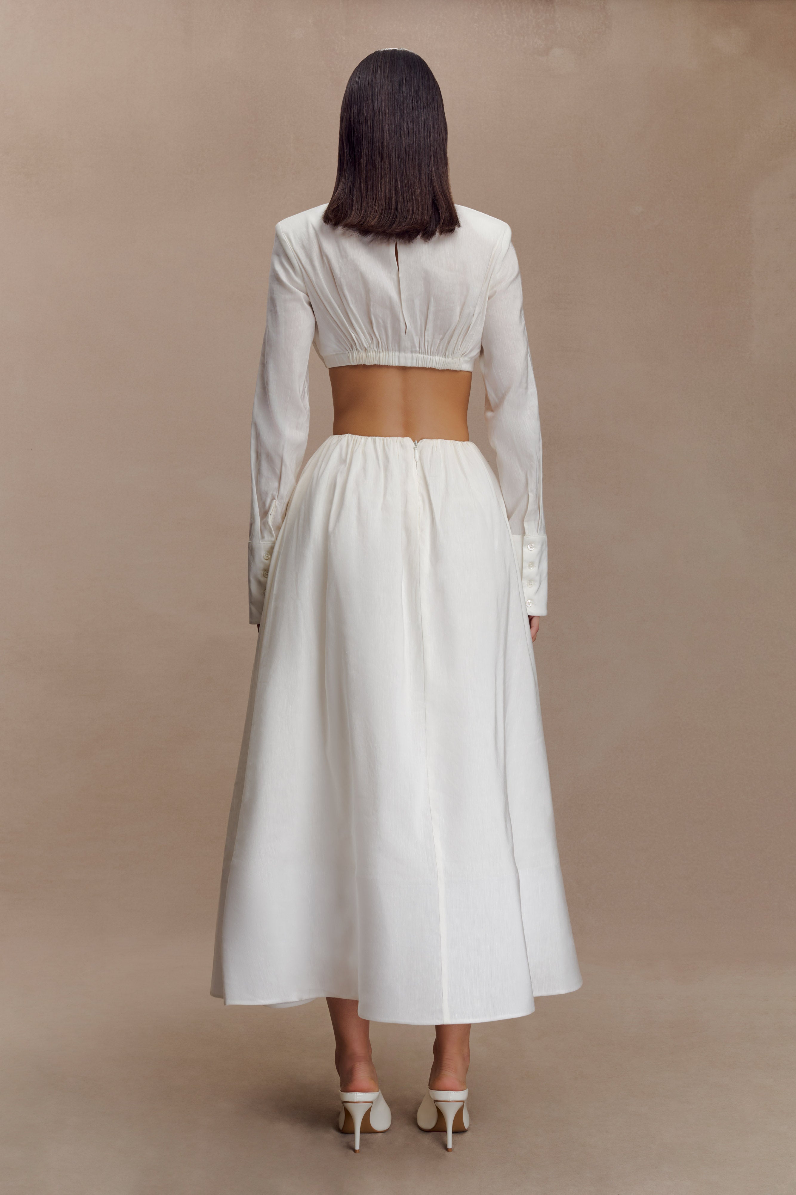 Greta Gathered Maxi Skirt - White - Image 4