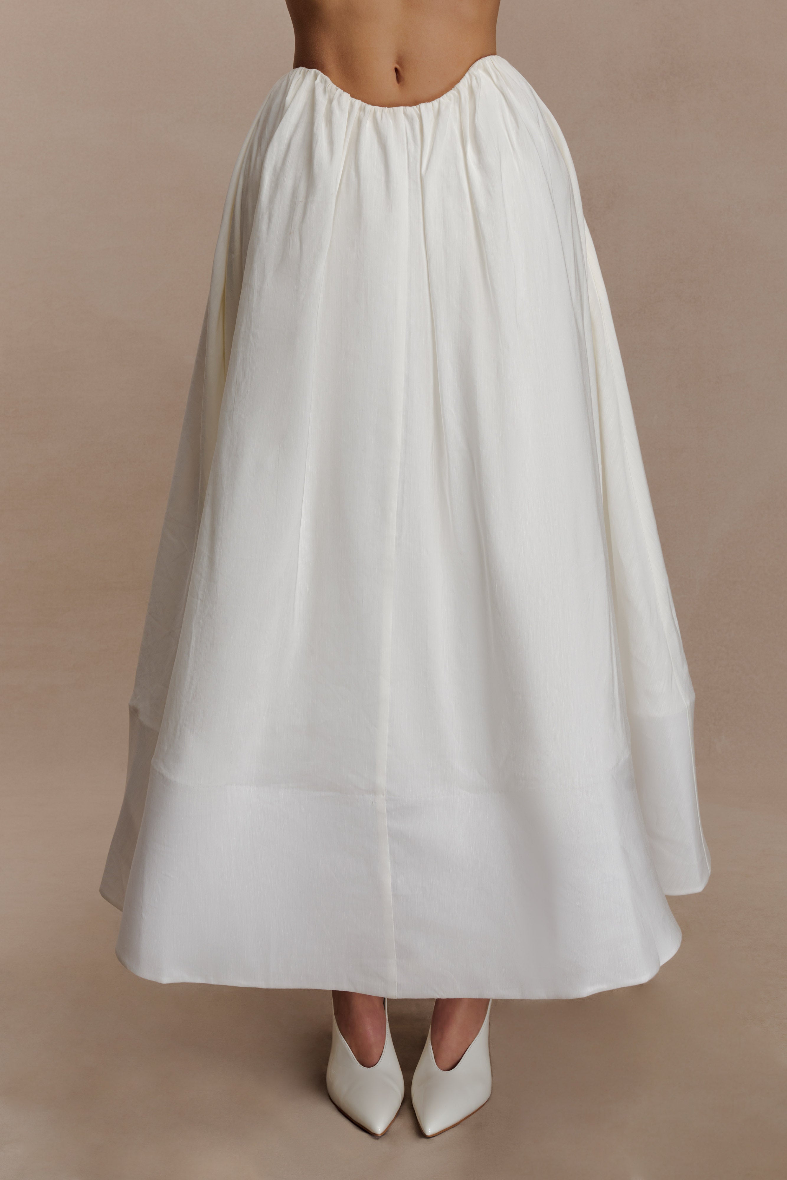 Greta Gathered Maxi Skirt - White - Image 10