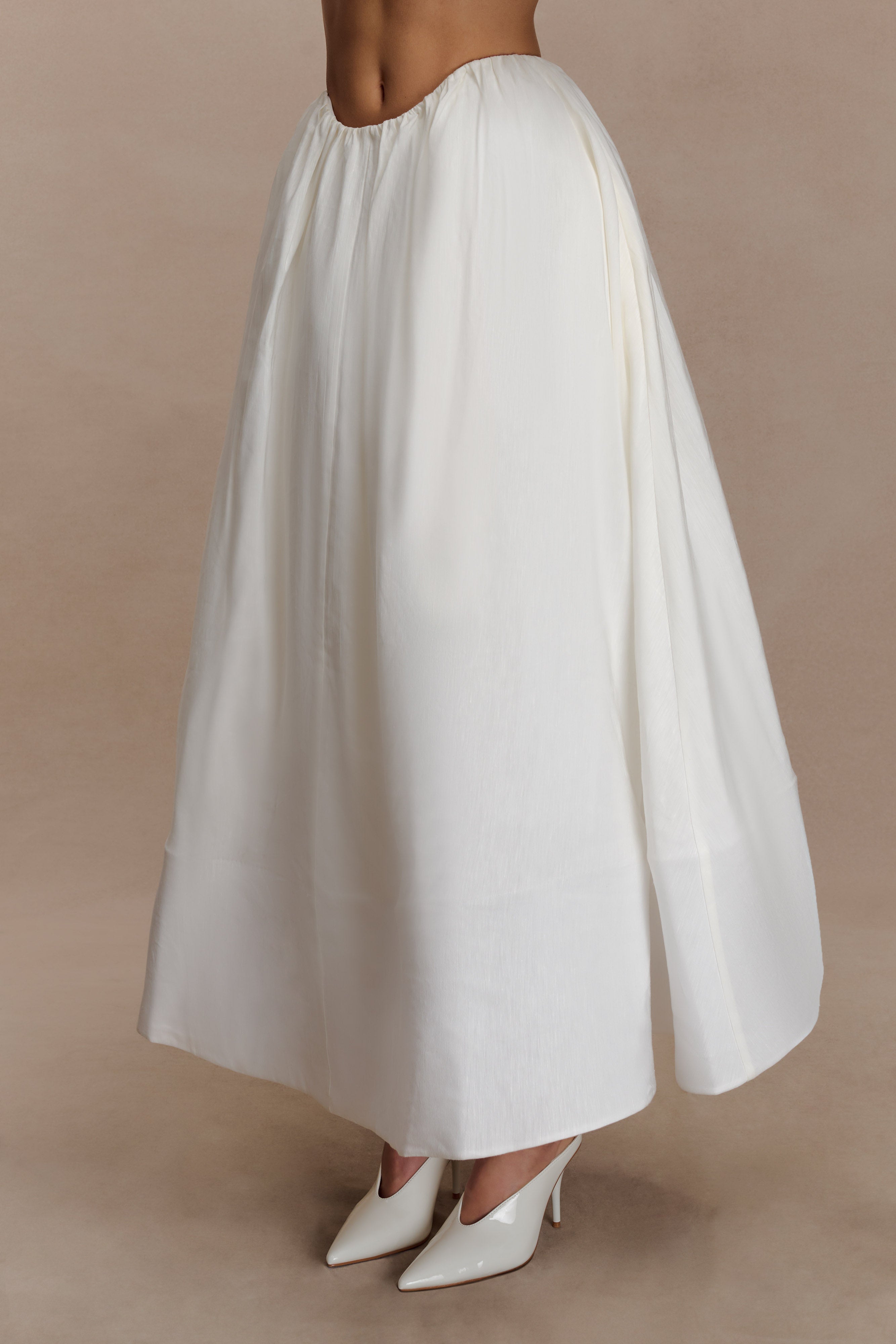 Greta Gathered Maxi Skirt - White - Image 6