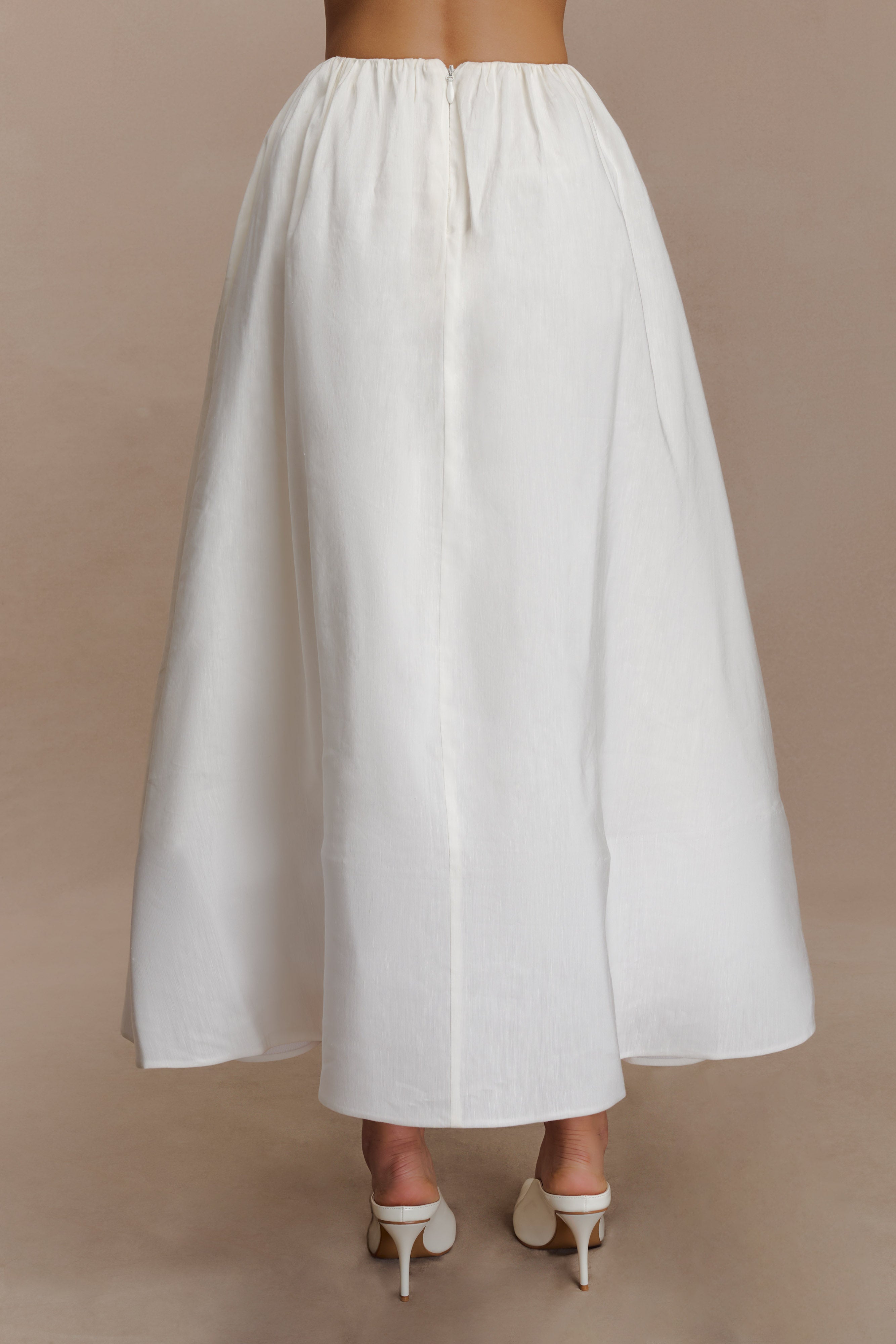 Greta Gathered Maxi Skirt - White - Image 7