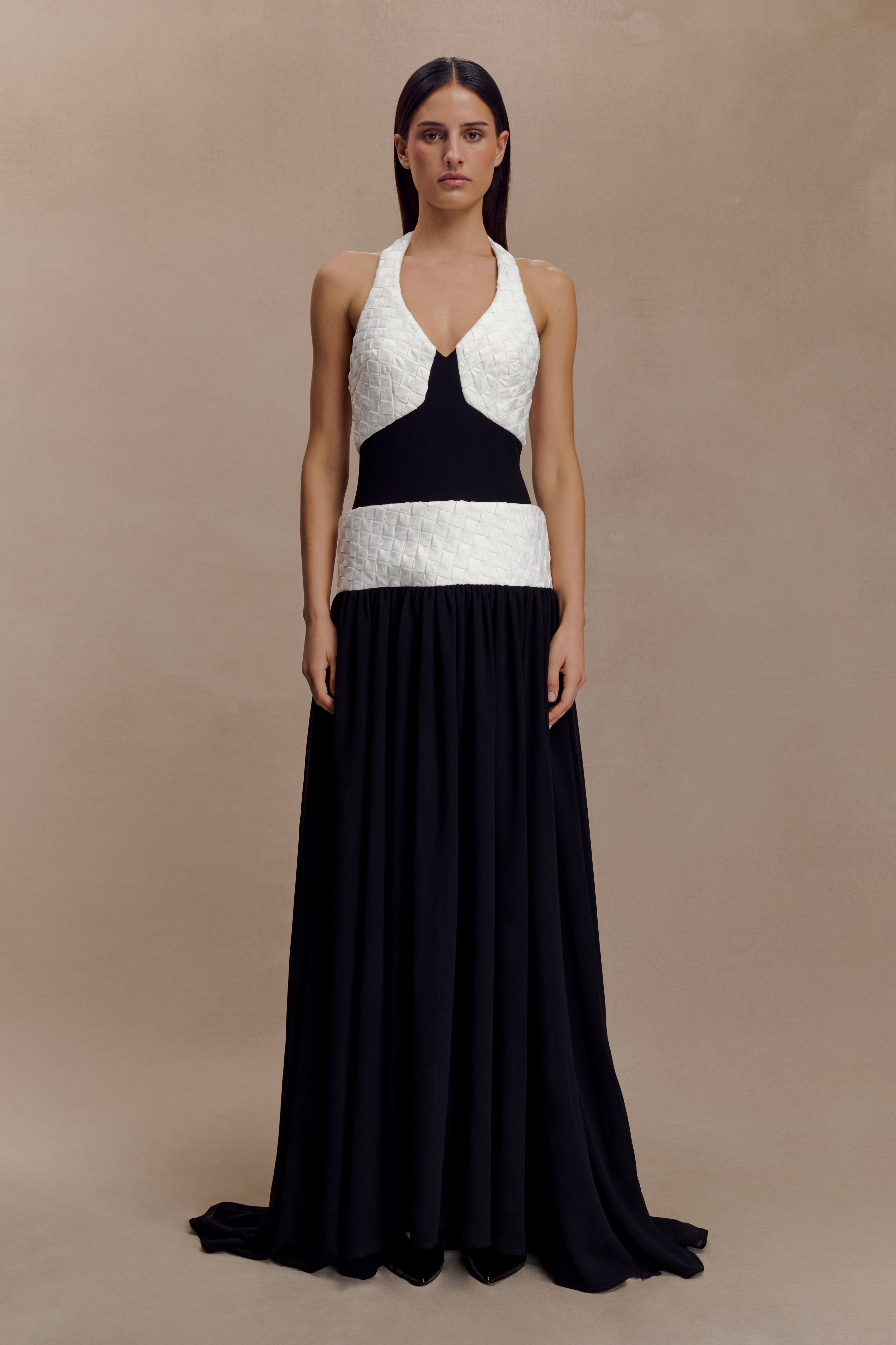 Alternative view of Celine Chiffon Maxi Dress - Black/White