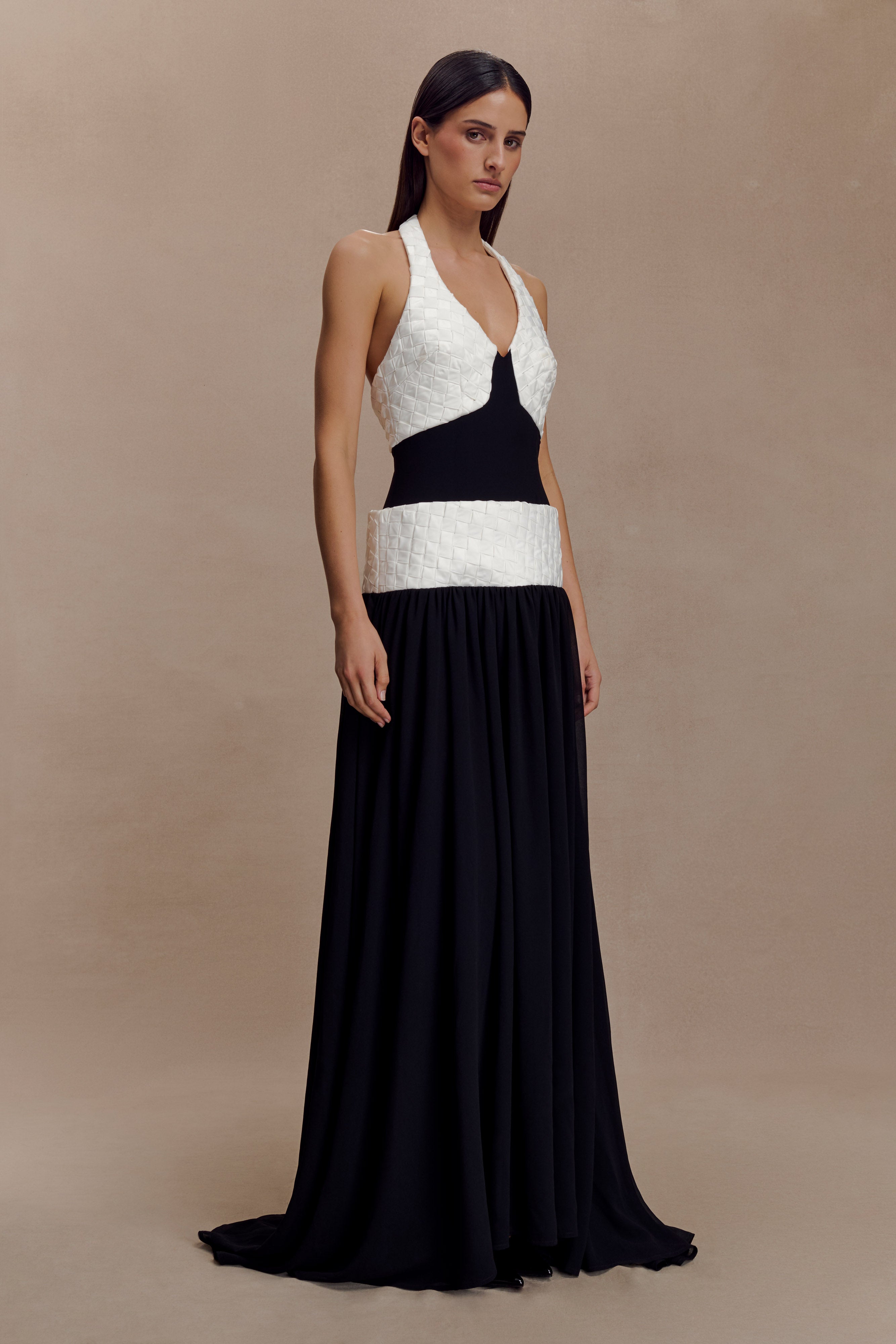Celine Chiffon Maxi Dress - Black/White - Image 5