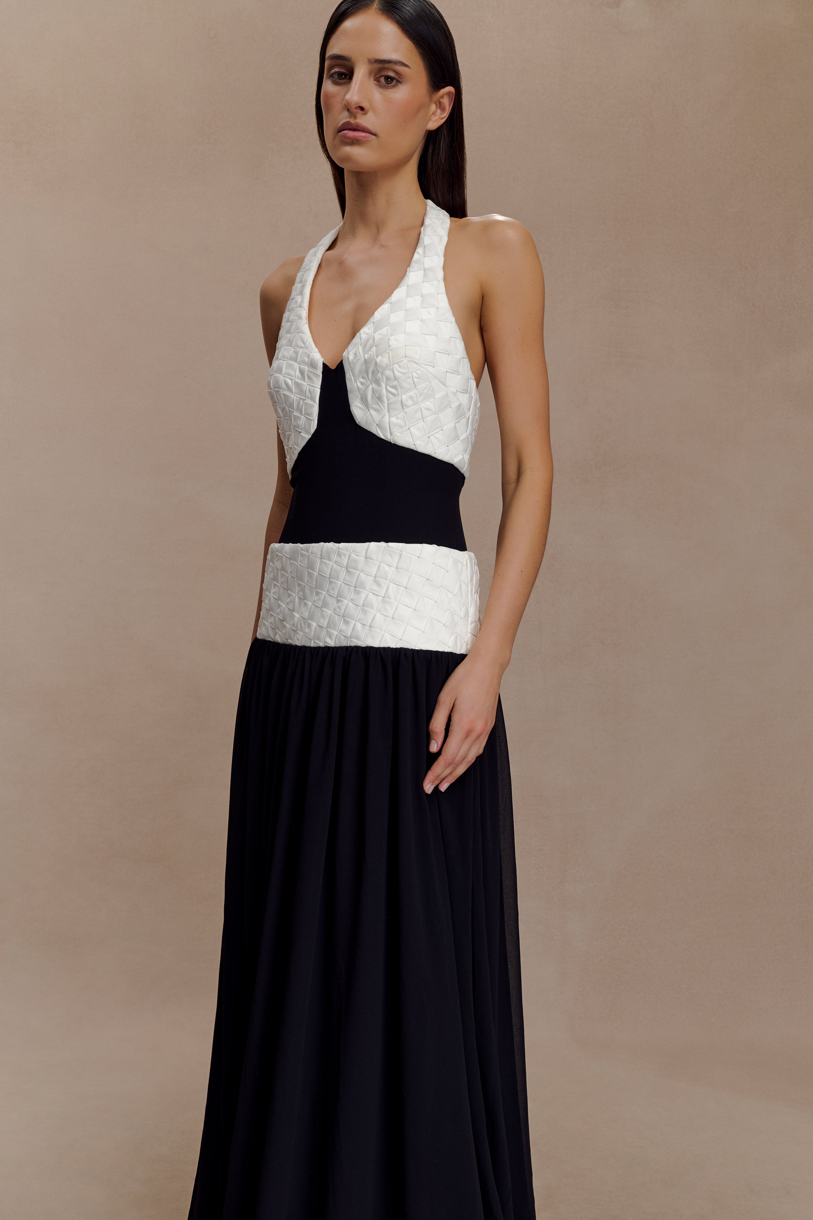 Celine Chiffon Maxi Dress - Black/White - Image 7