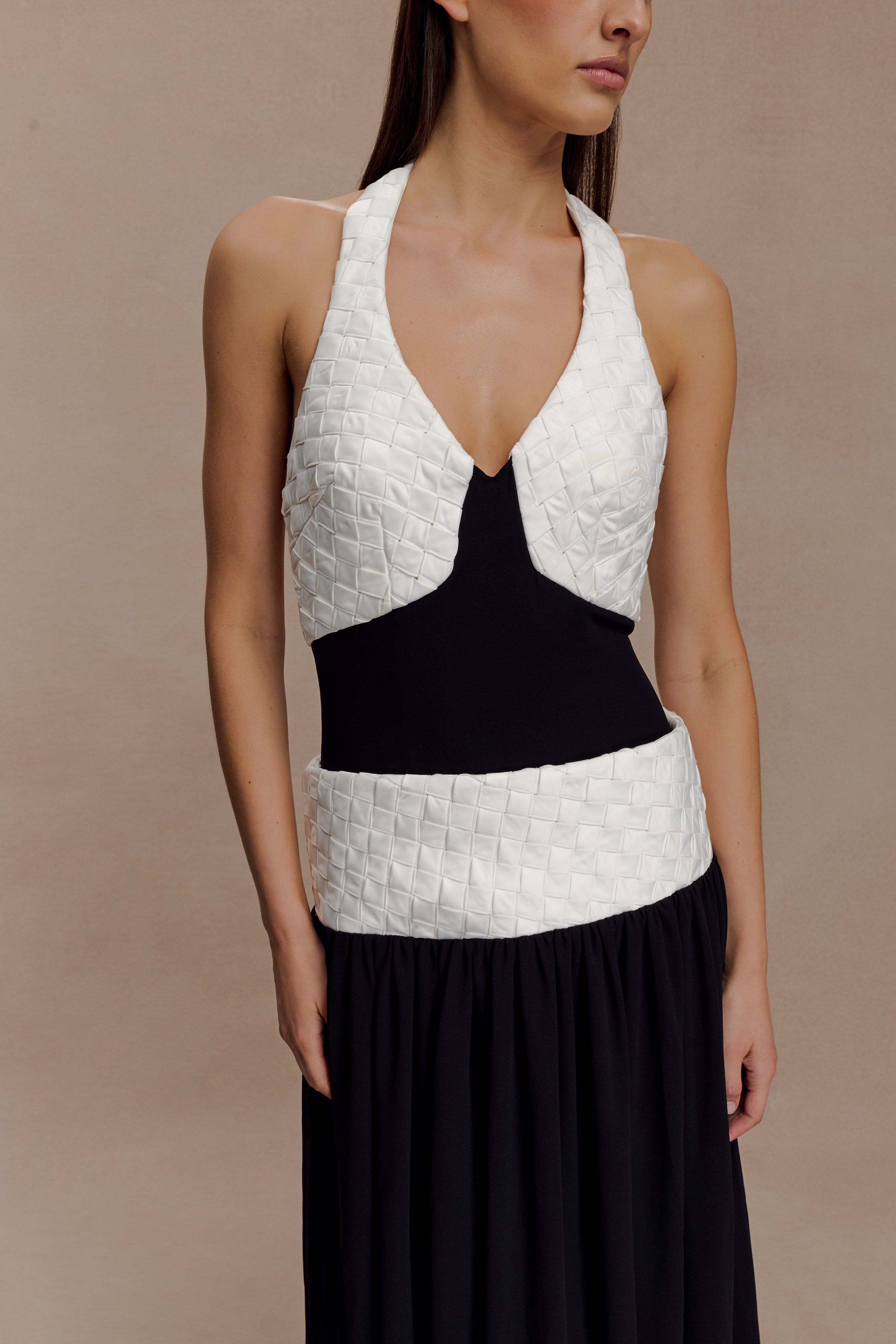 Celine Chiffon Maxi Dress - Black/White - Image 3