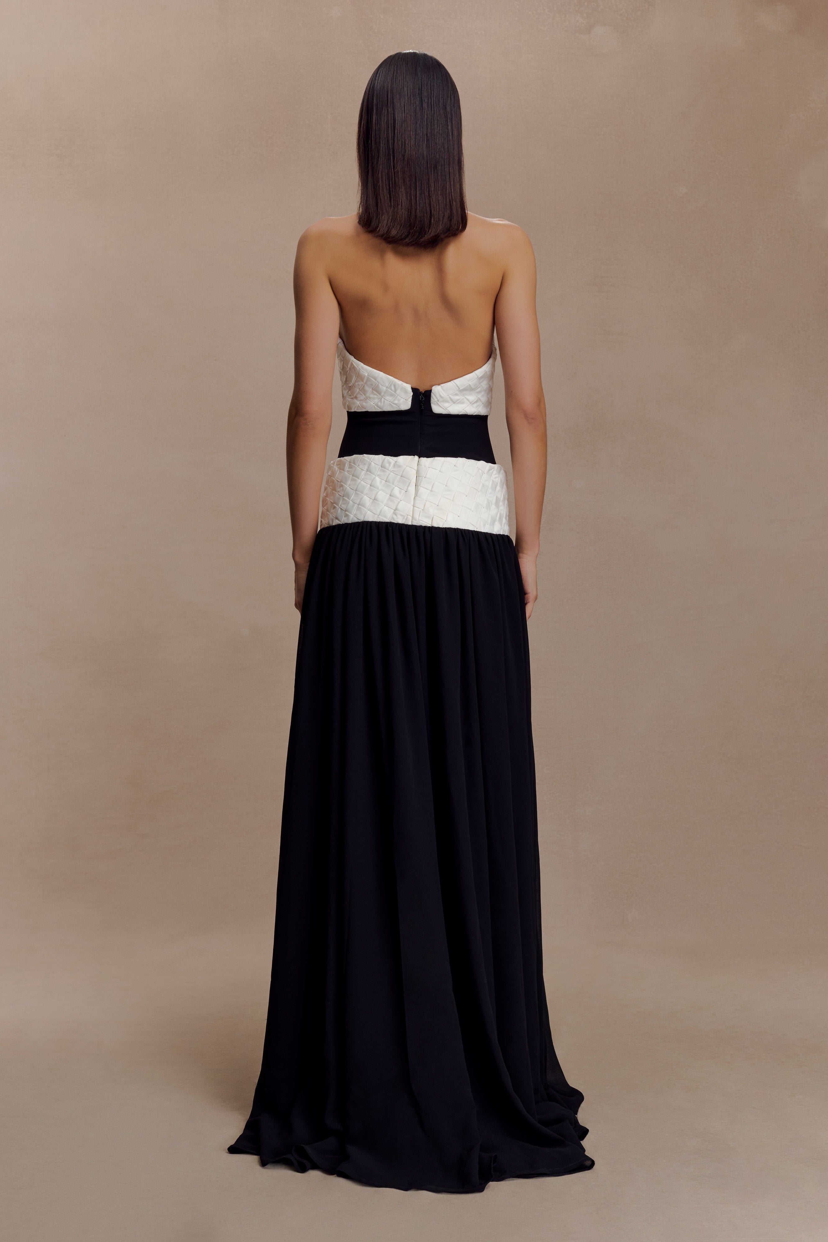 Celine Chiffon Maxi Dress - Black/White - Image 4
