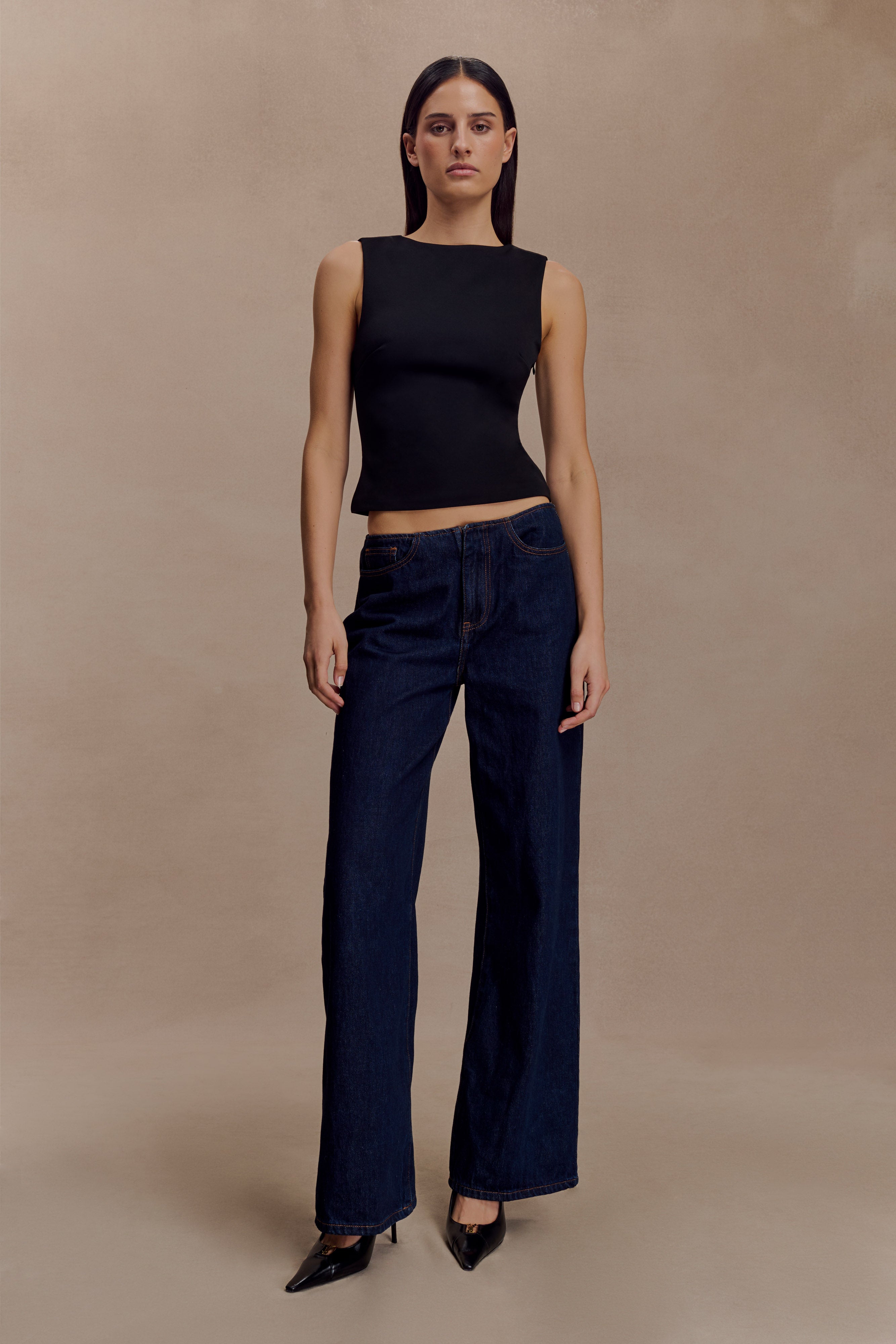 Kyra Open Back Scuba Crepe Top - Black - Image 8
