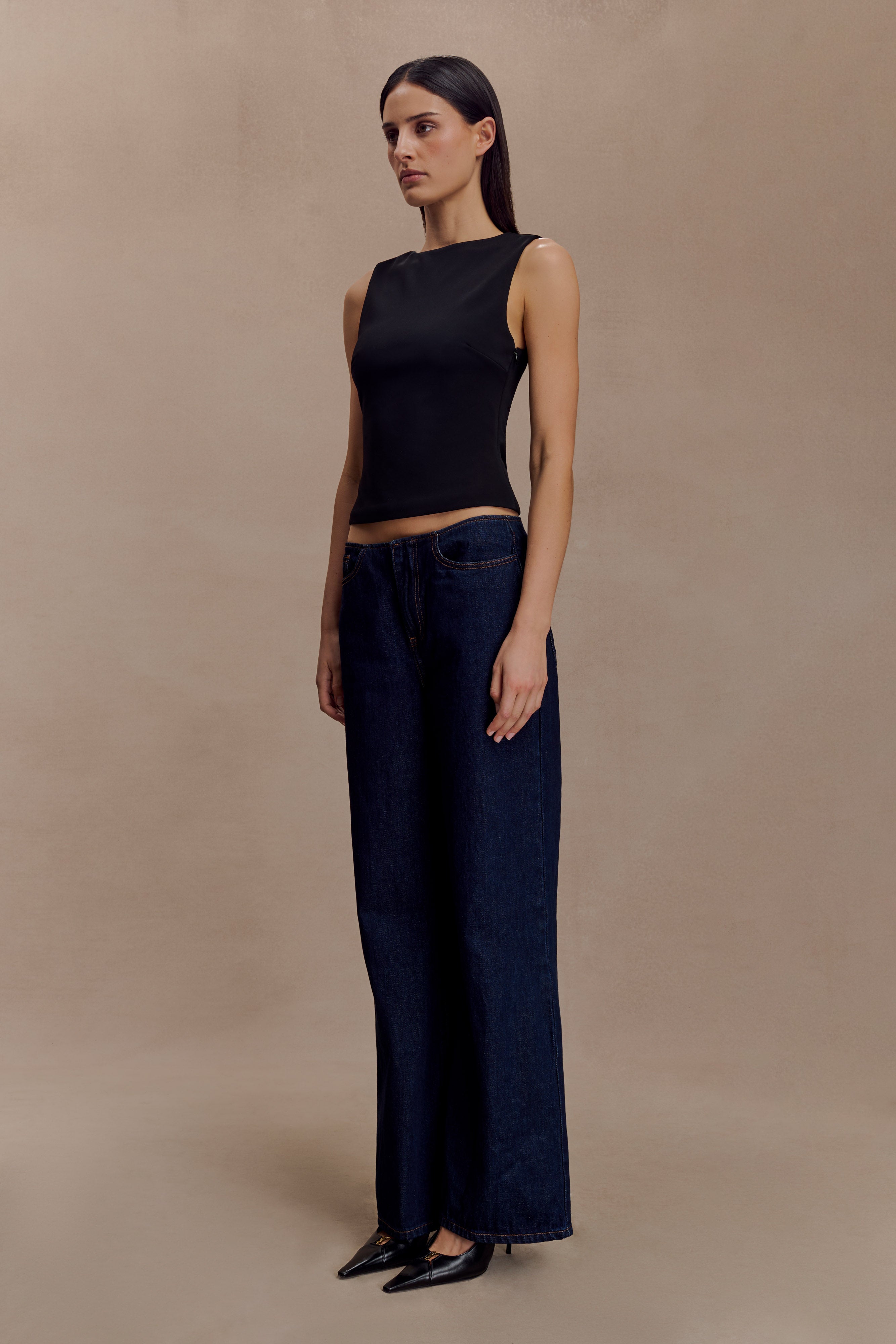 Kyra Open Back Scuba Crepe Top - Black - Image 6