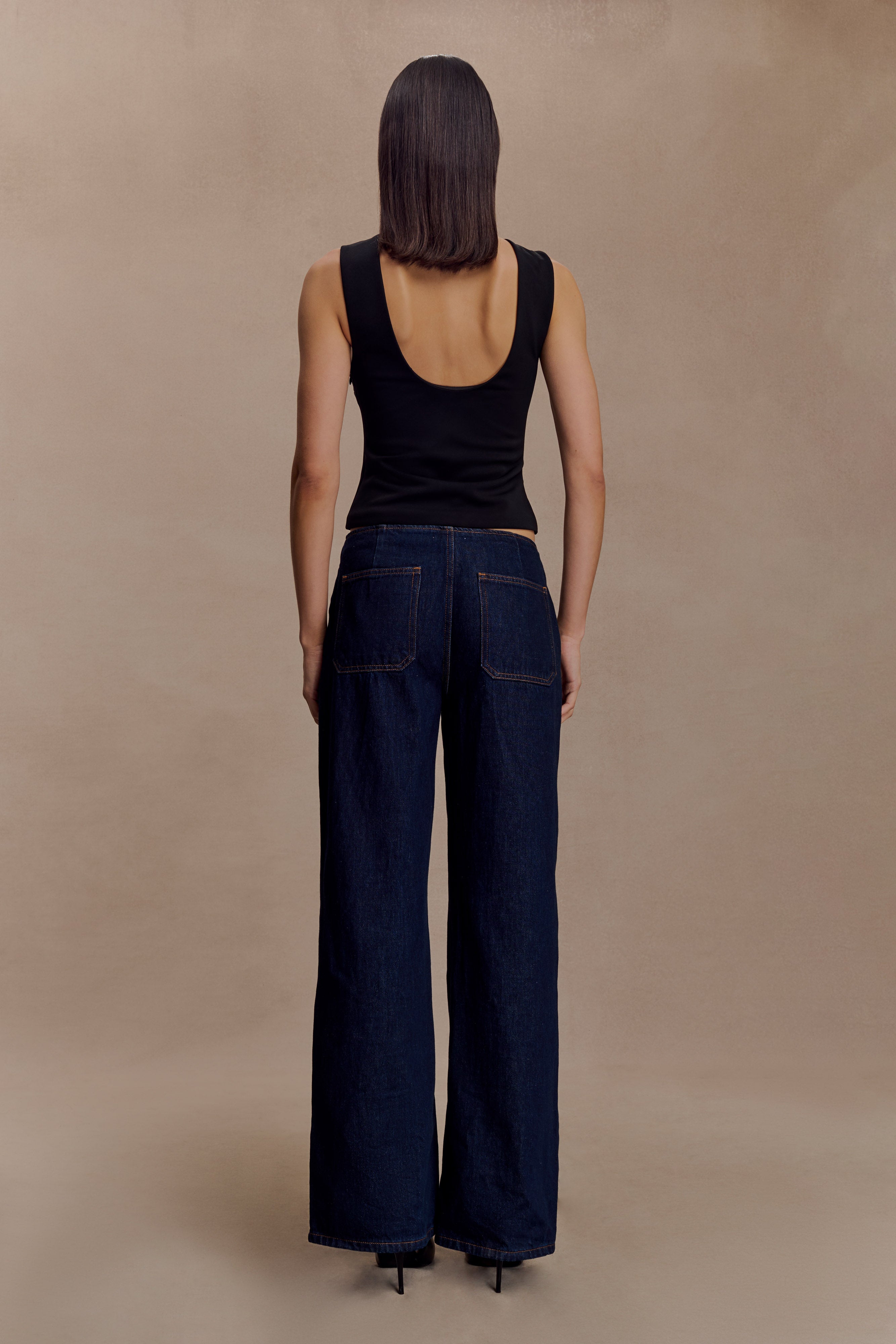 Kyra Open Back Scuba Crepe Top - Black - Image 7