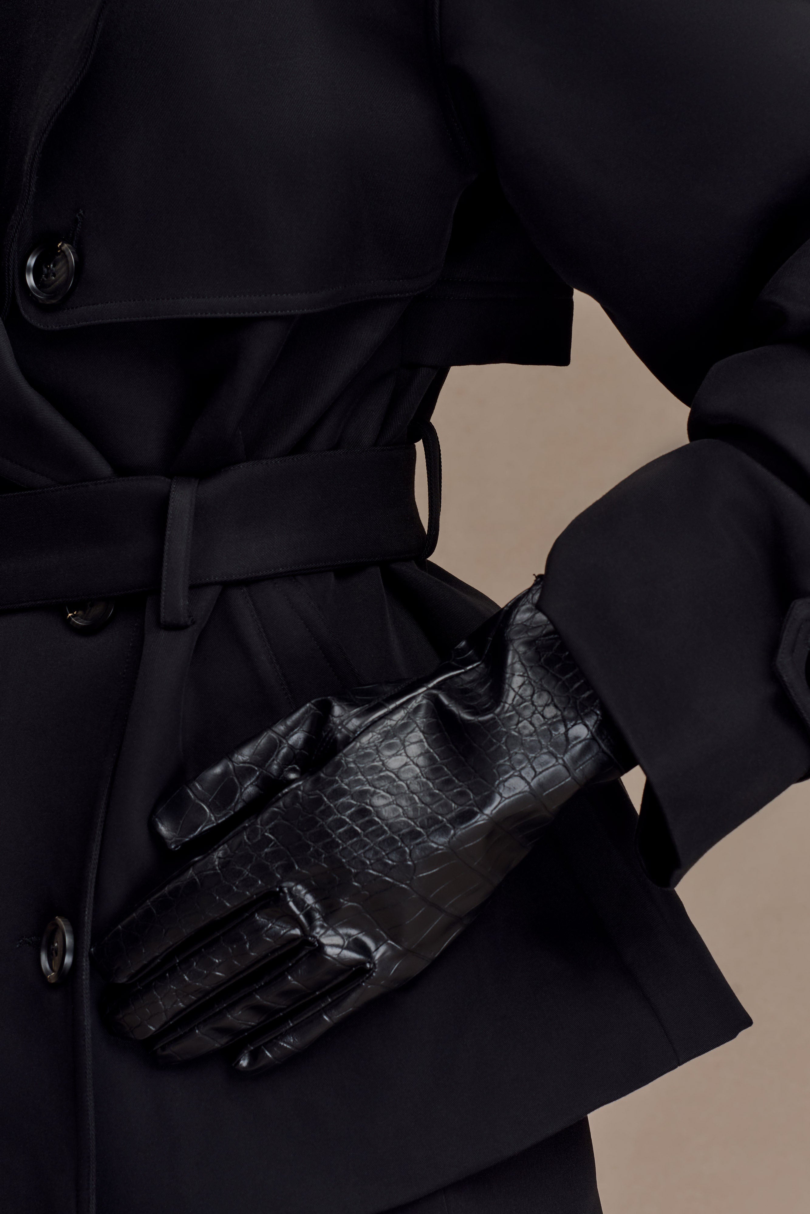 Alternative view of Atlas Faux Leather Crocodile Gloves - Black