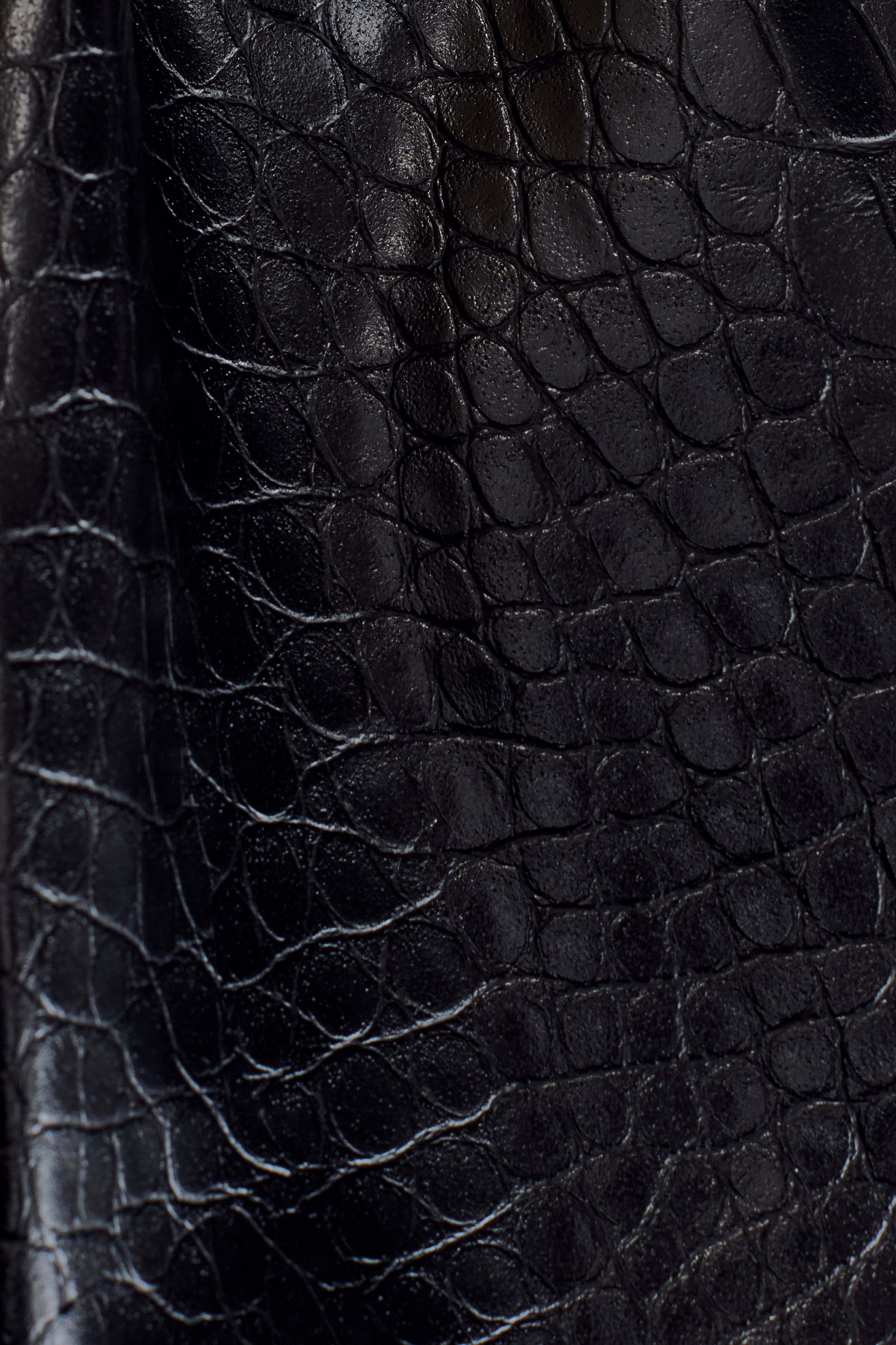 Atlas Faux Leather Crocodile Gloves - Black - Image 5