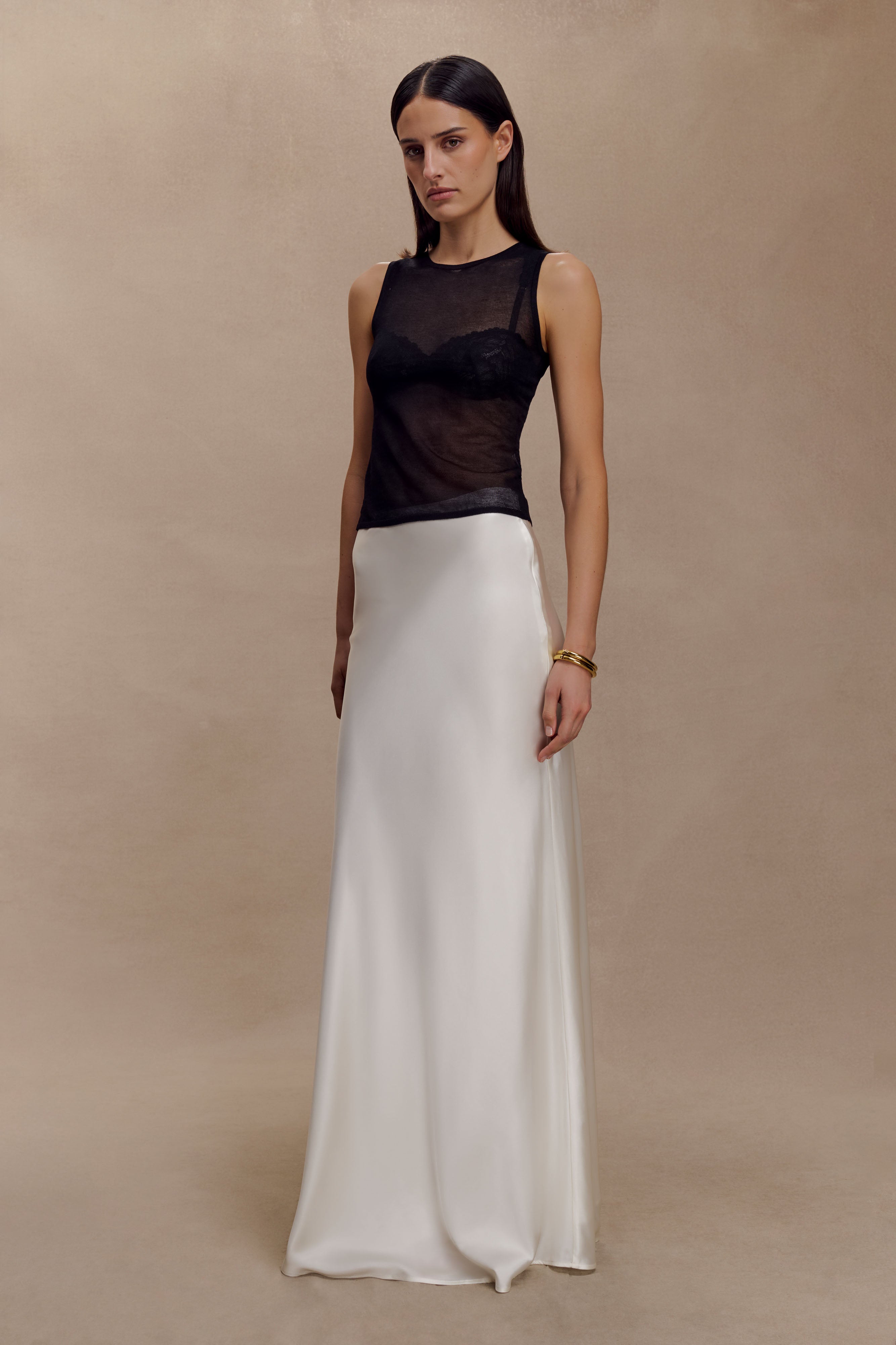 Sabrina Silk Blend Maxi Skirt - Ivory - Image 5