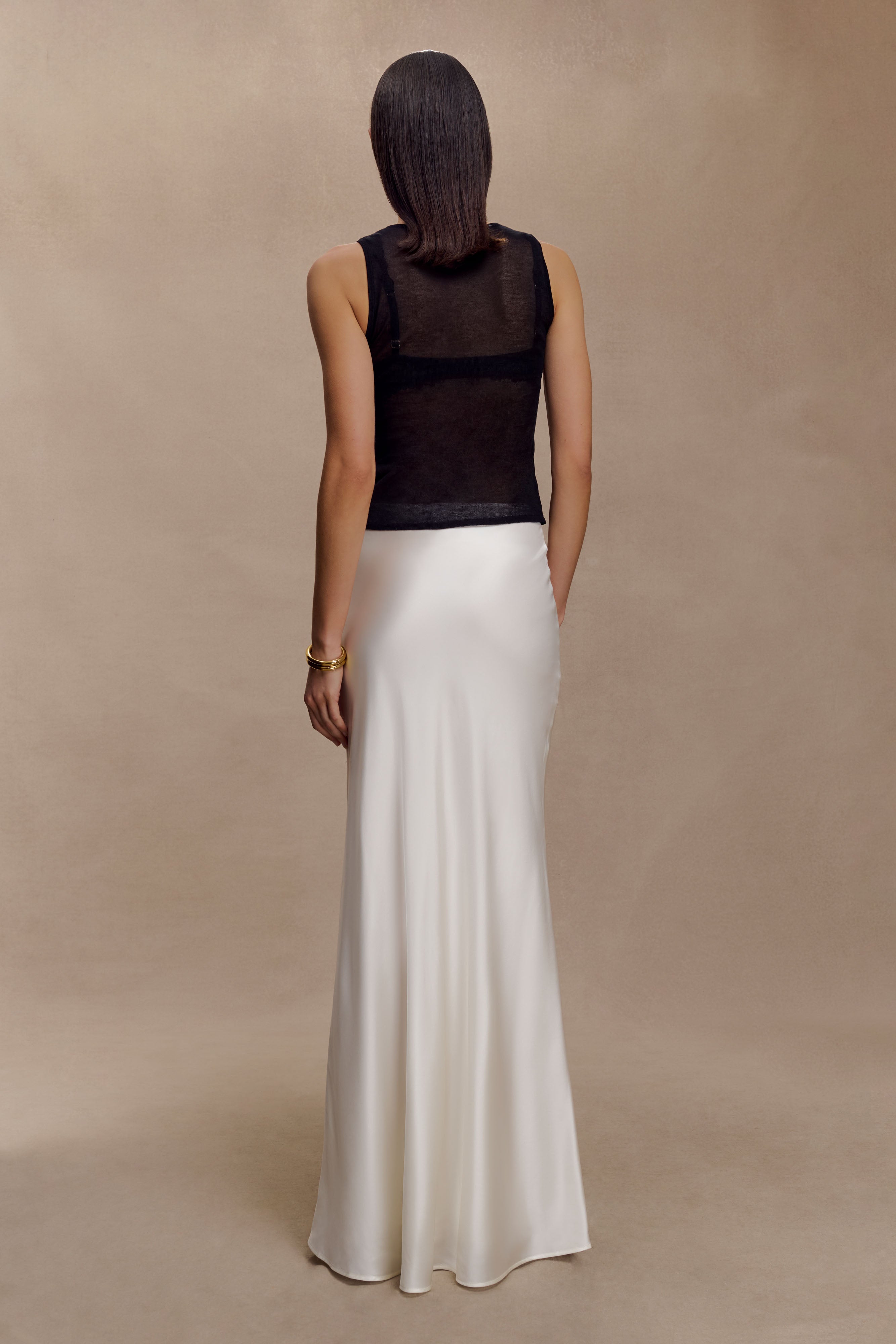 Sabrina Silk Blend Maxi Skirt - Ivory - Image 3