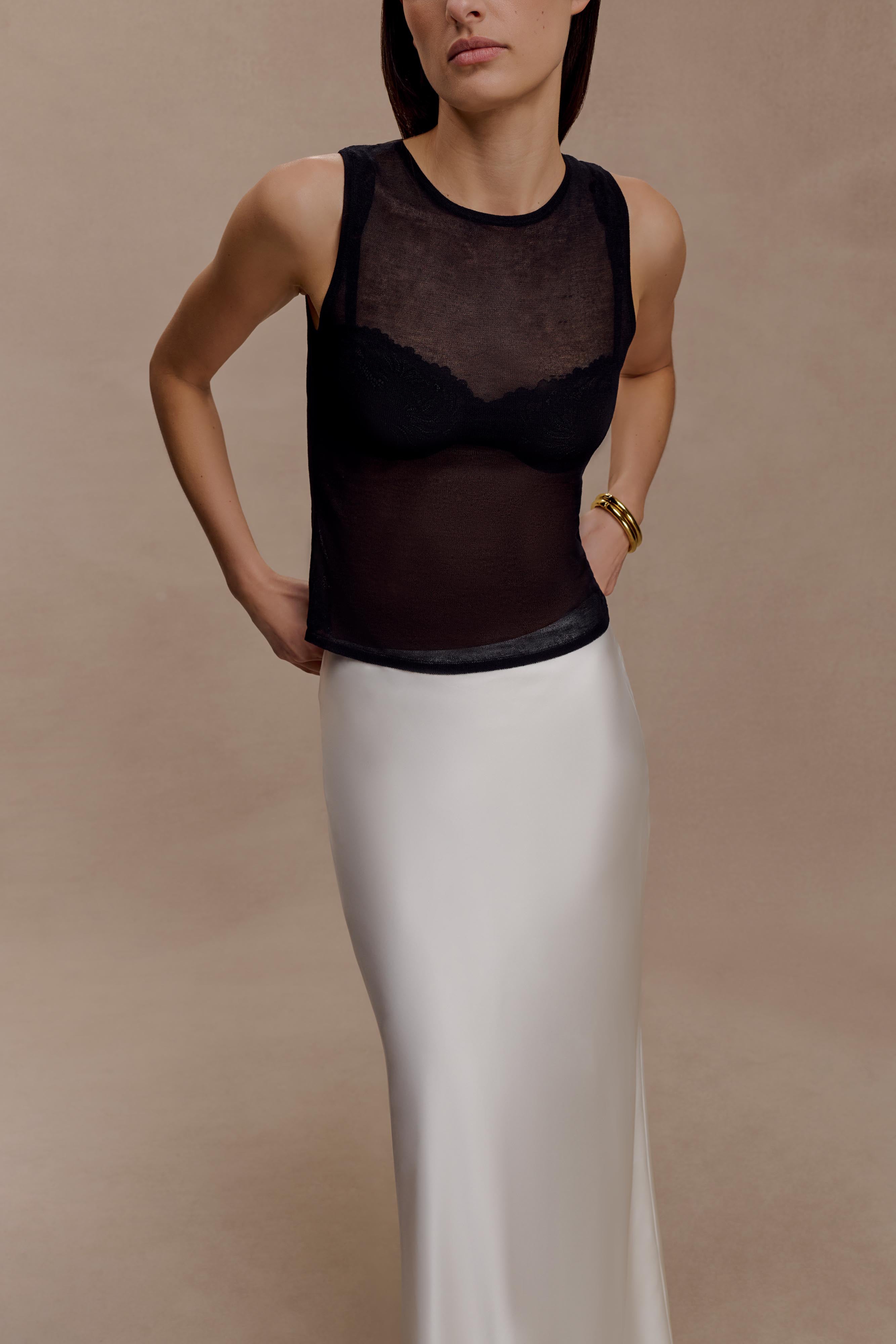 Sabrina Silk Blend Maxi Skirt - Ivory - Image 4