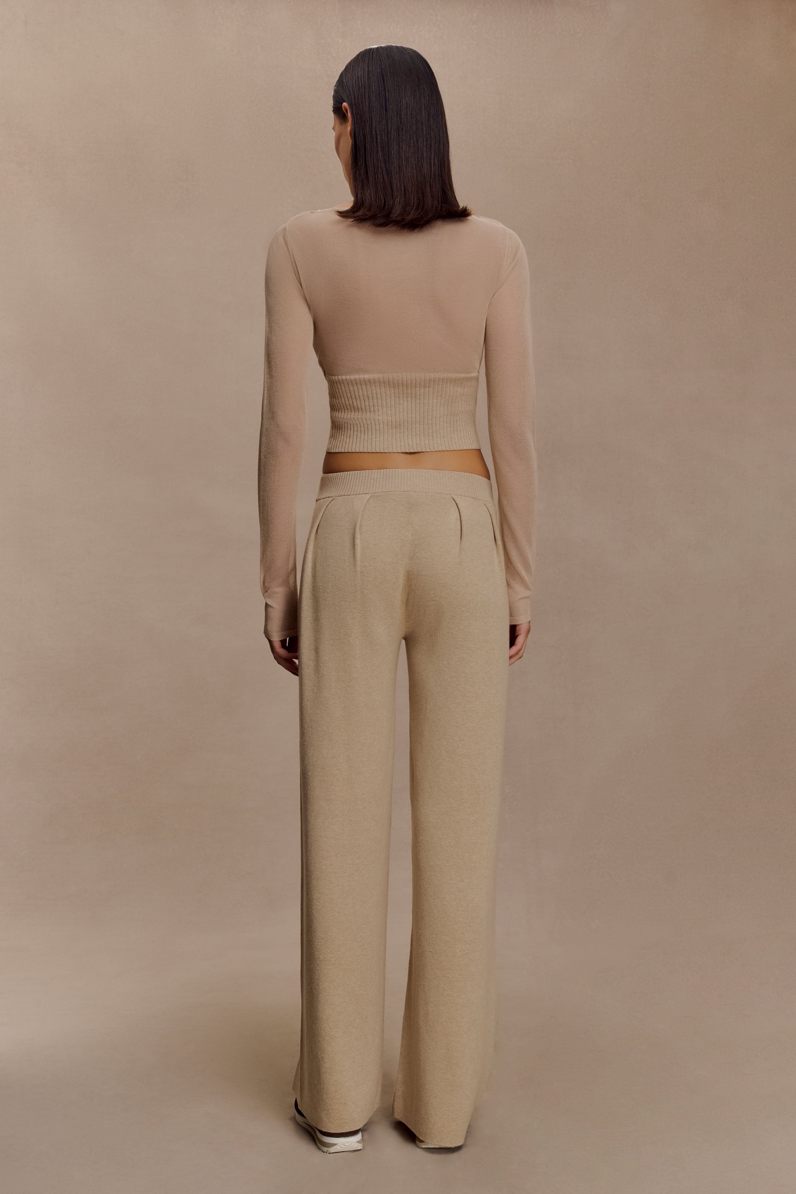 Frannie Gathered Silk Blend Knit Pants - Sand - Image 4