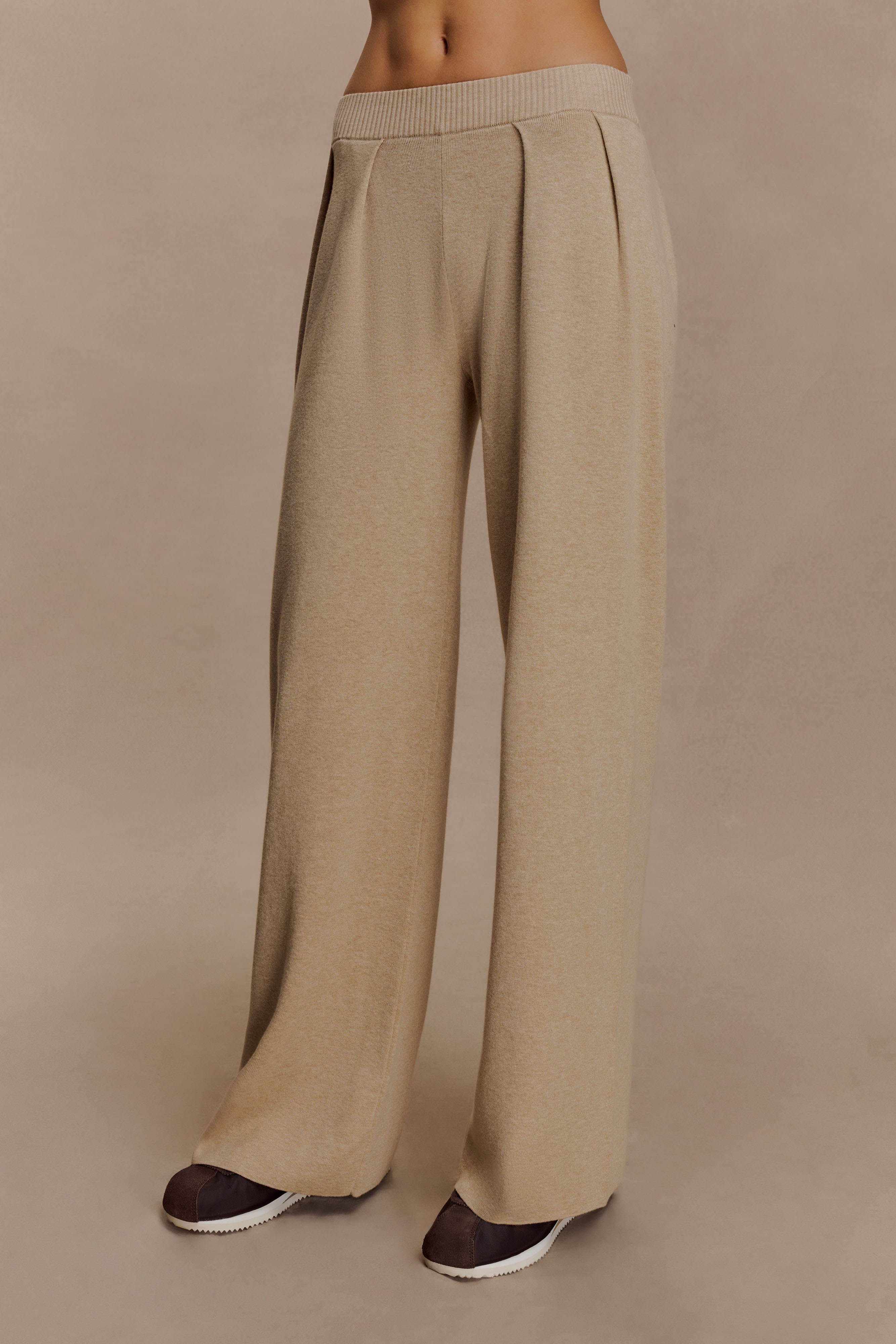 Frannie Gathered Silk Blend Knit Pants - Sand - Image 6