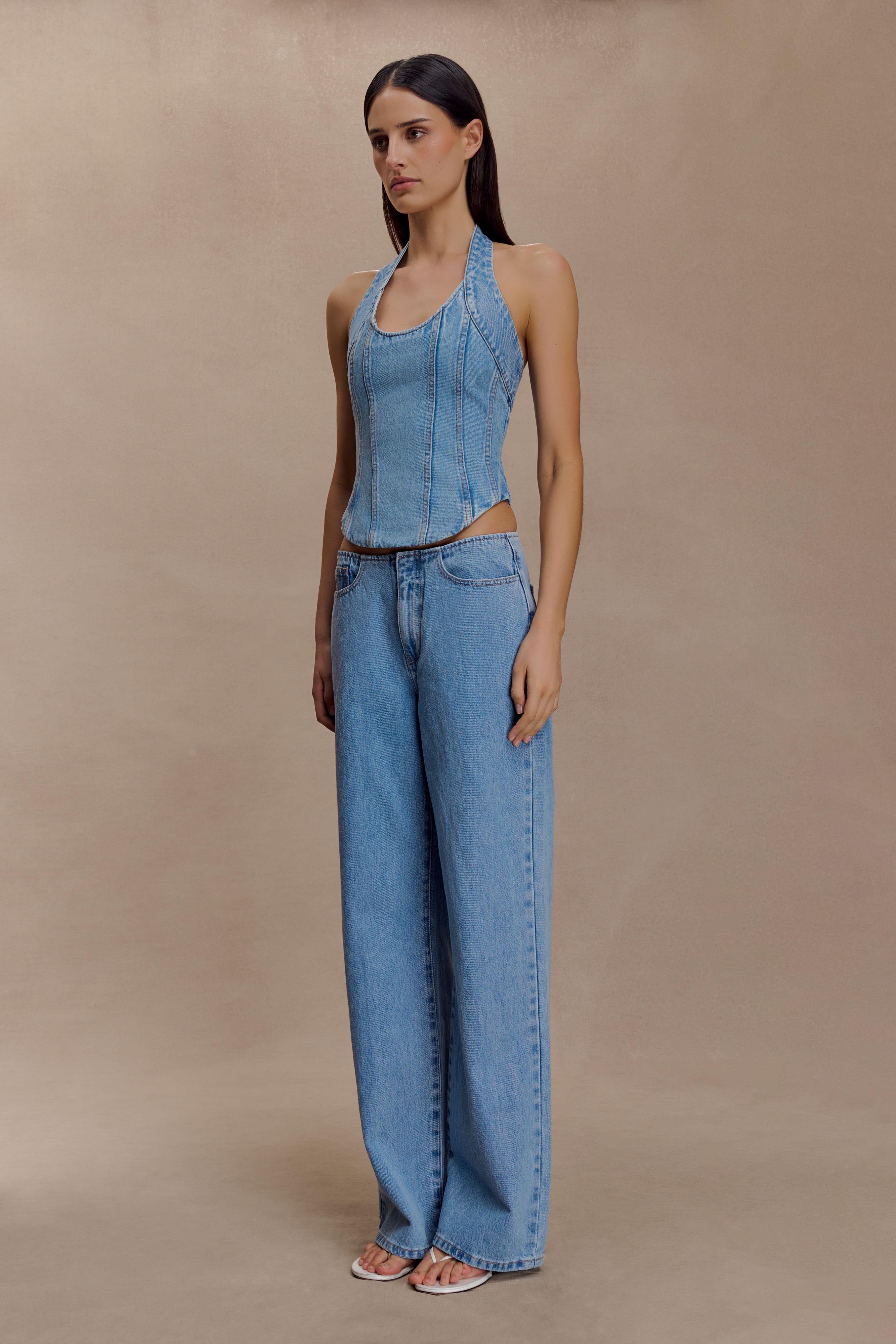Meadow Denim Corset Halter Top - Classic Blue - Image 6