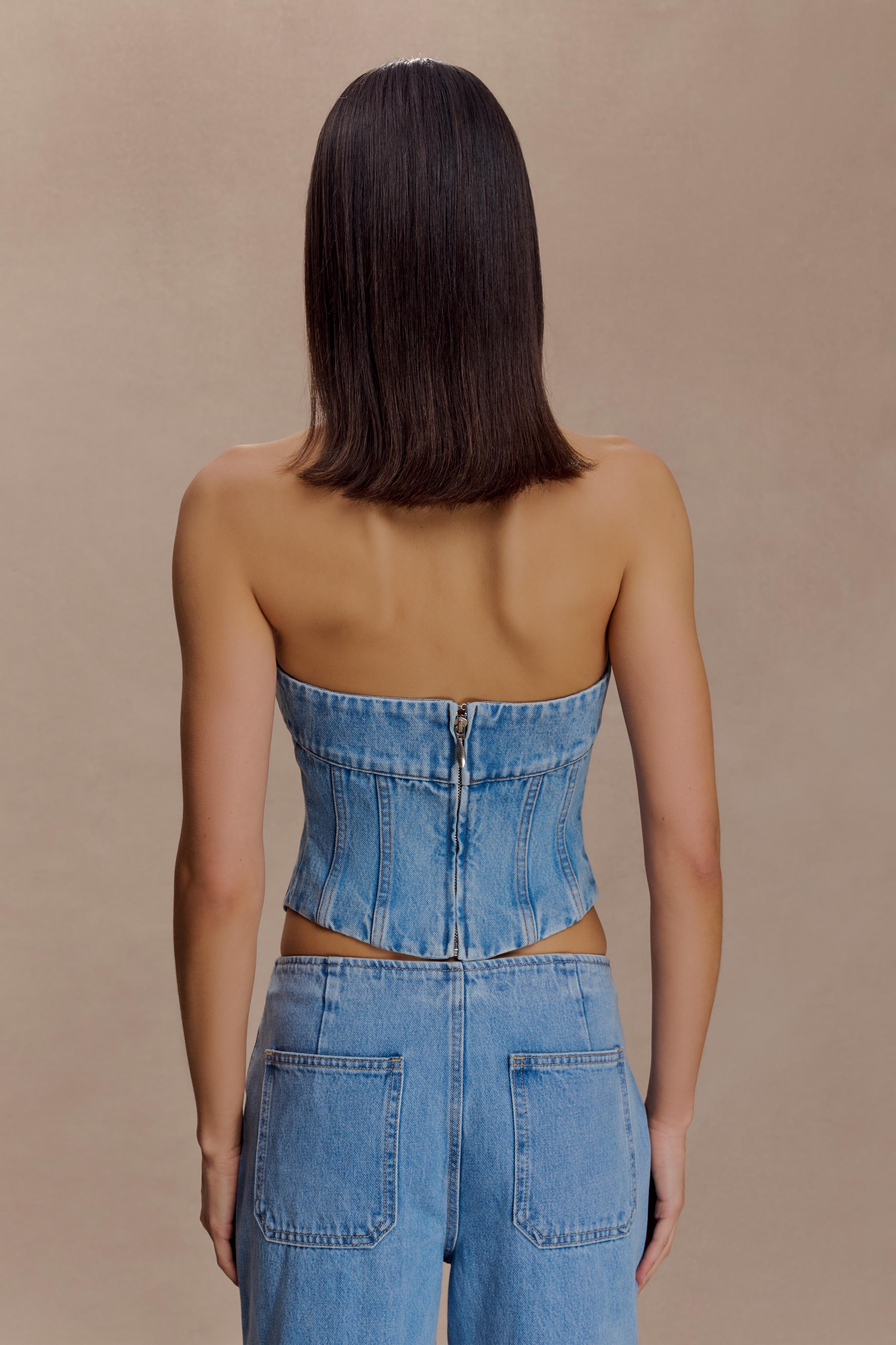 Meadow Denim Corset Halter Top - Classic Blue - Image 5