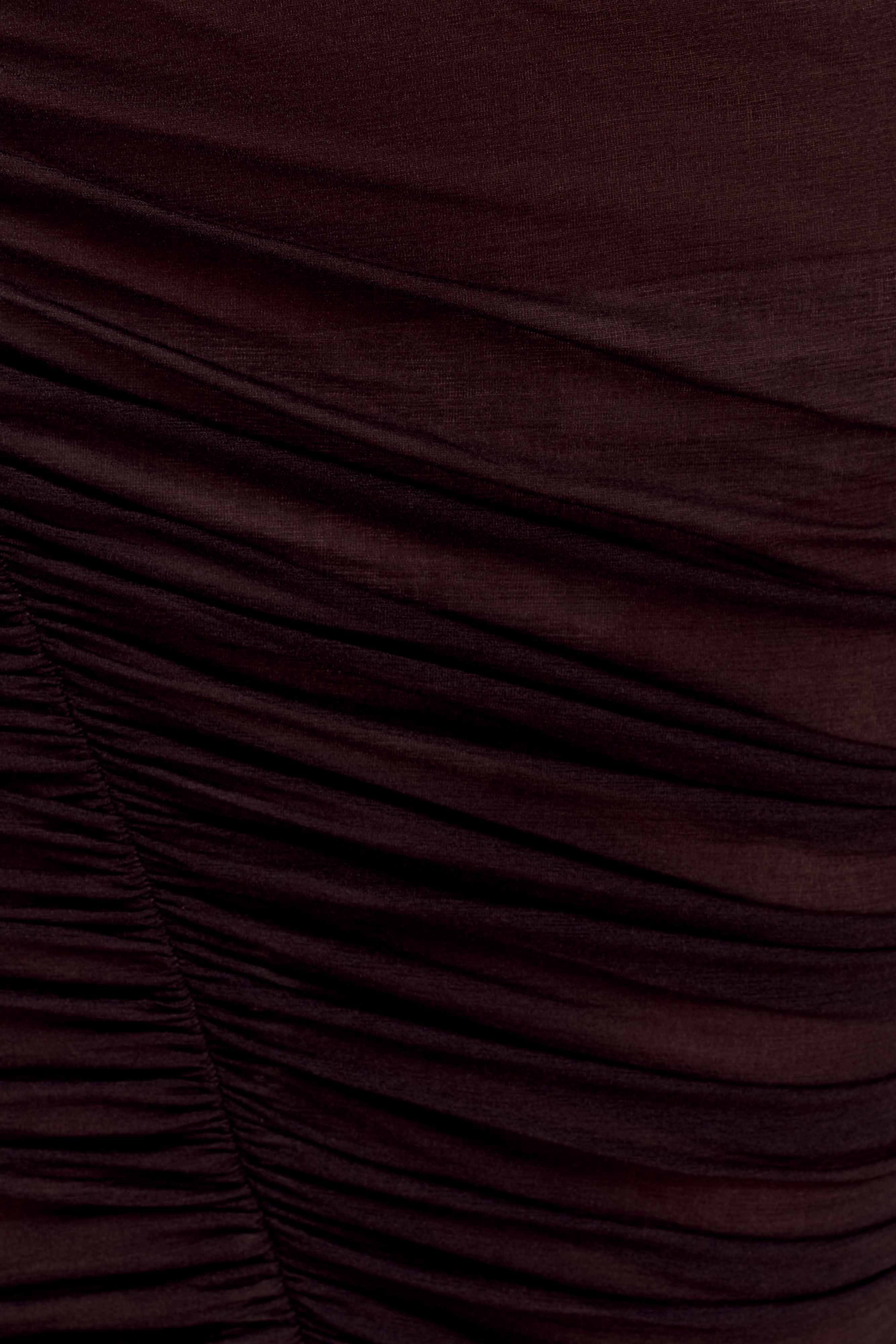 Matilda Ruched Mesh Maxi Skirt - Chocolate - Image 7