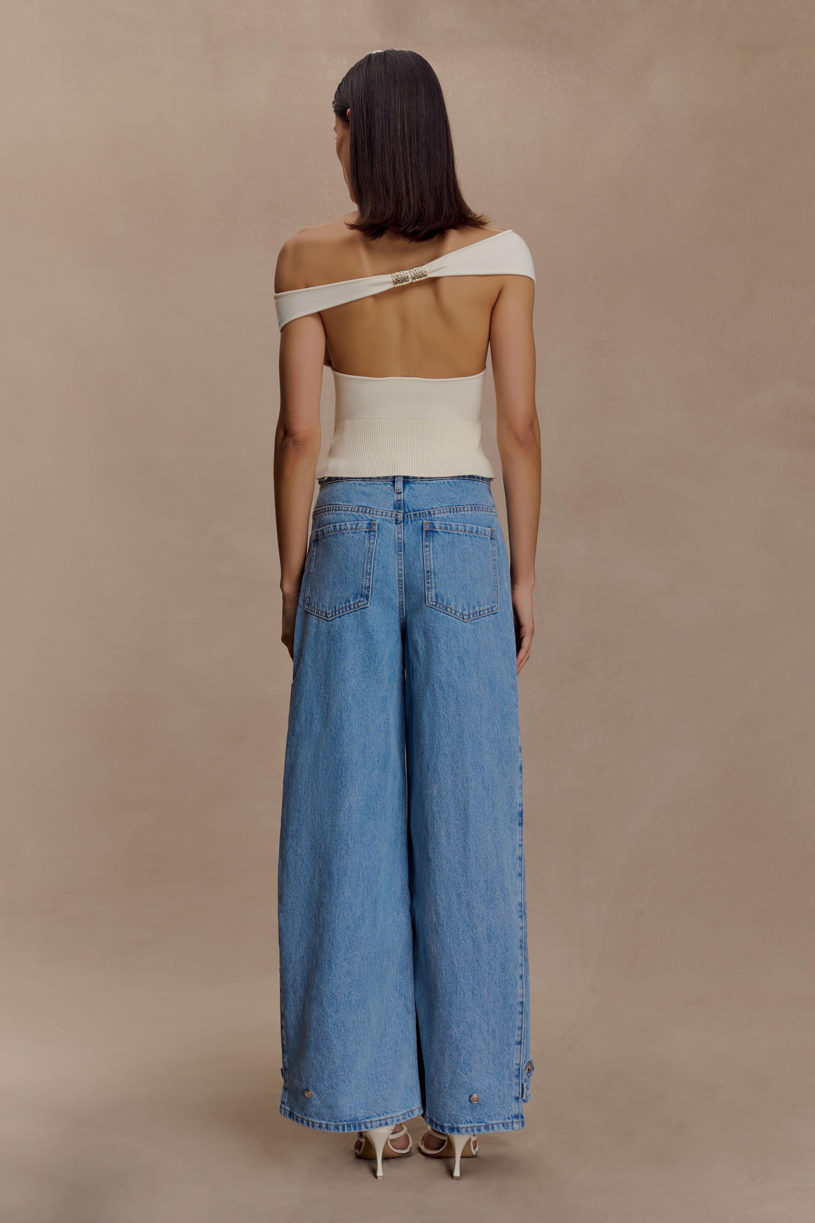 Carley Off Shoulder Knit Top - Ivory - Image 5