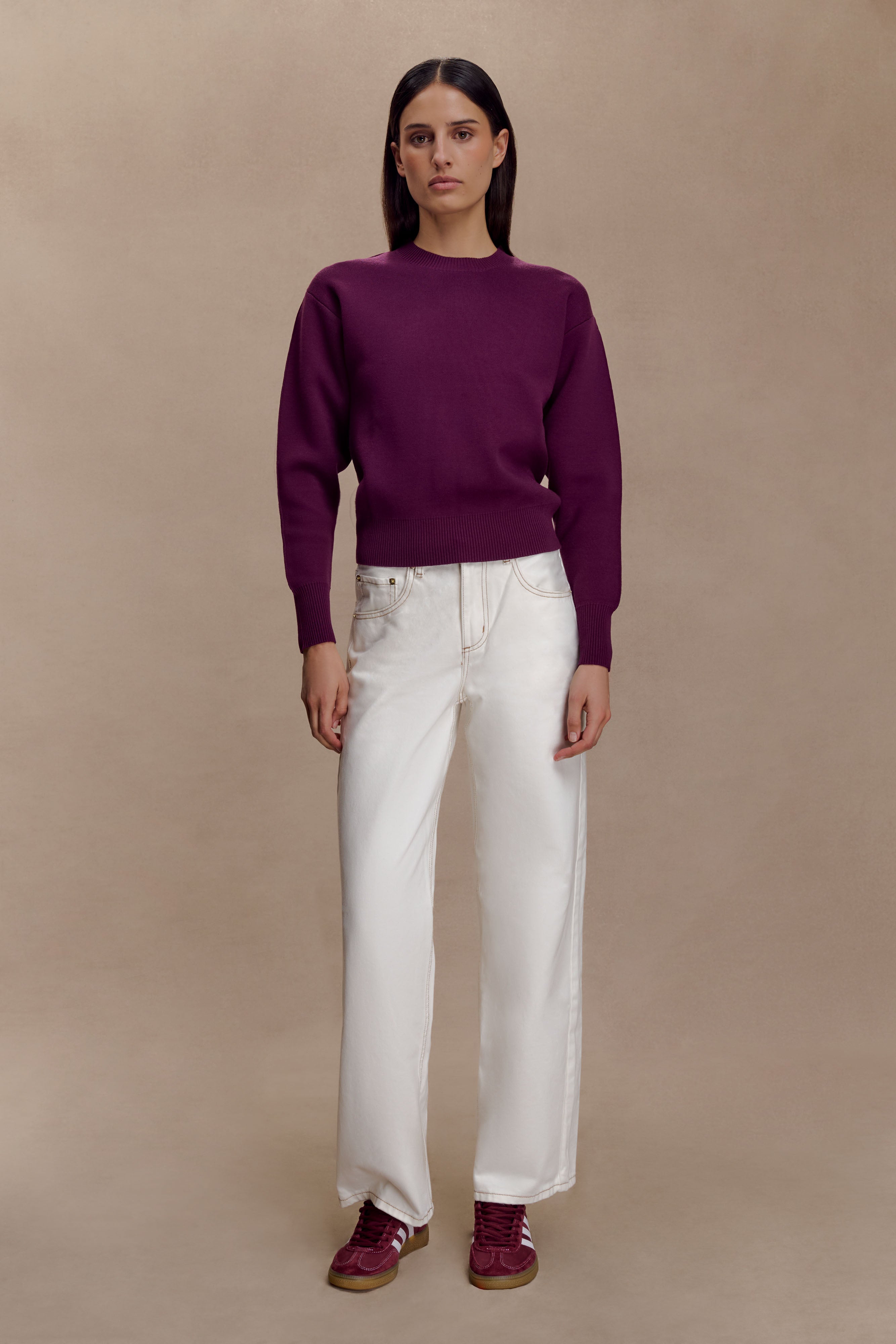 Braxton Cozy Knit Jumper - Plum - Image 9