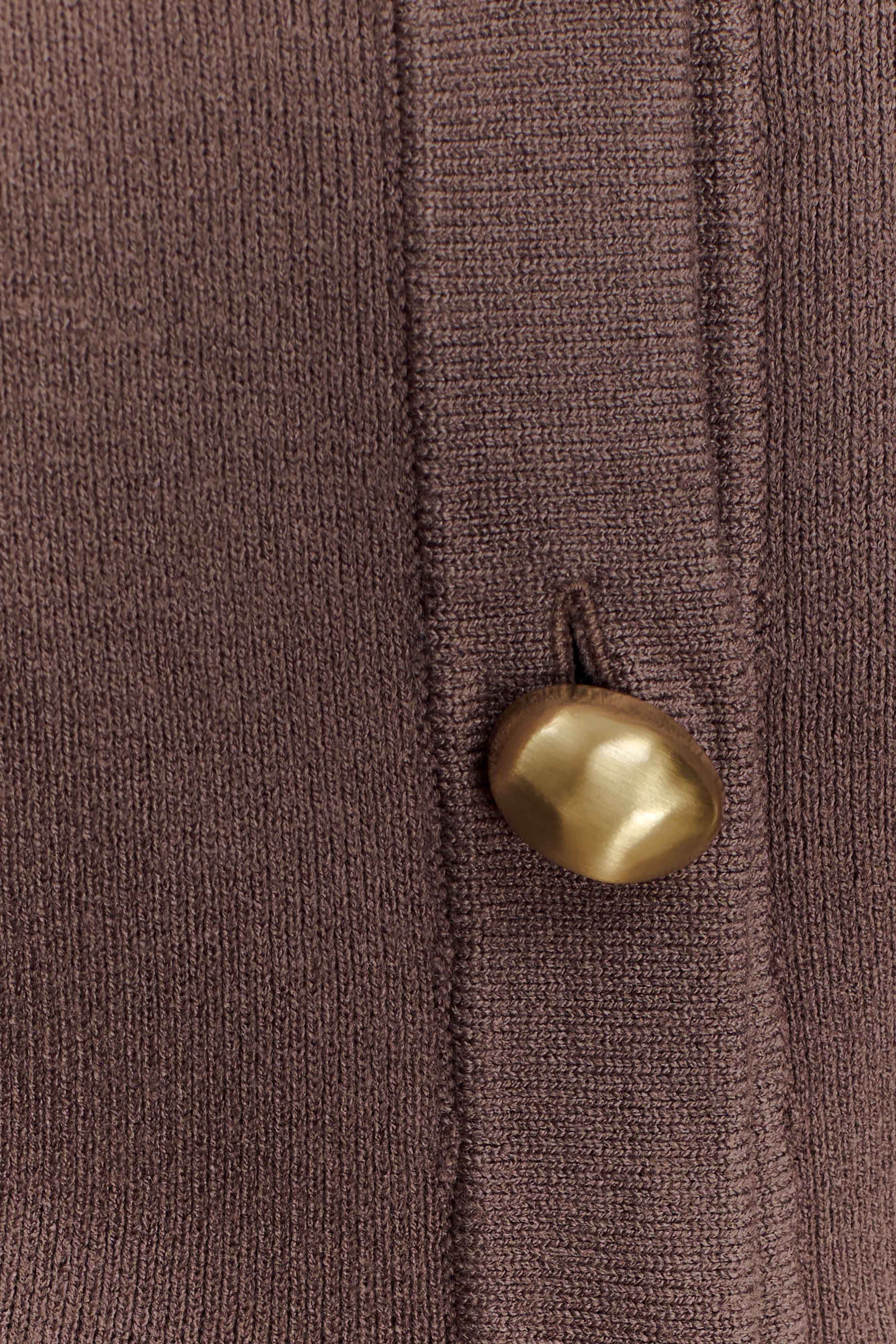 Amanda Statement Button Knit Cardigan - Cacao Brown - Image 8